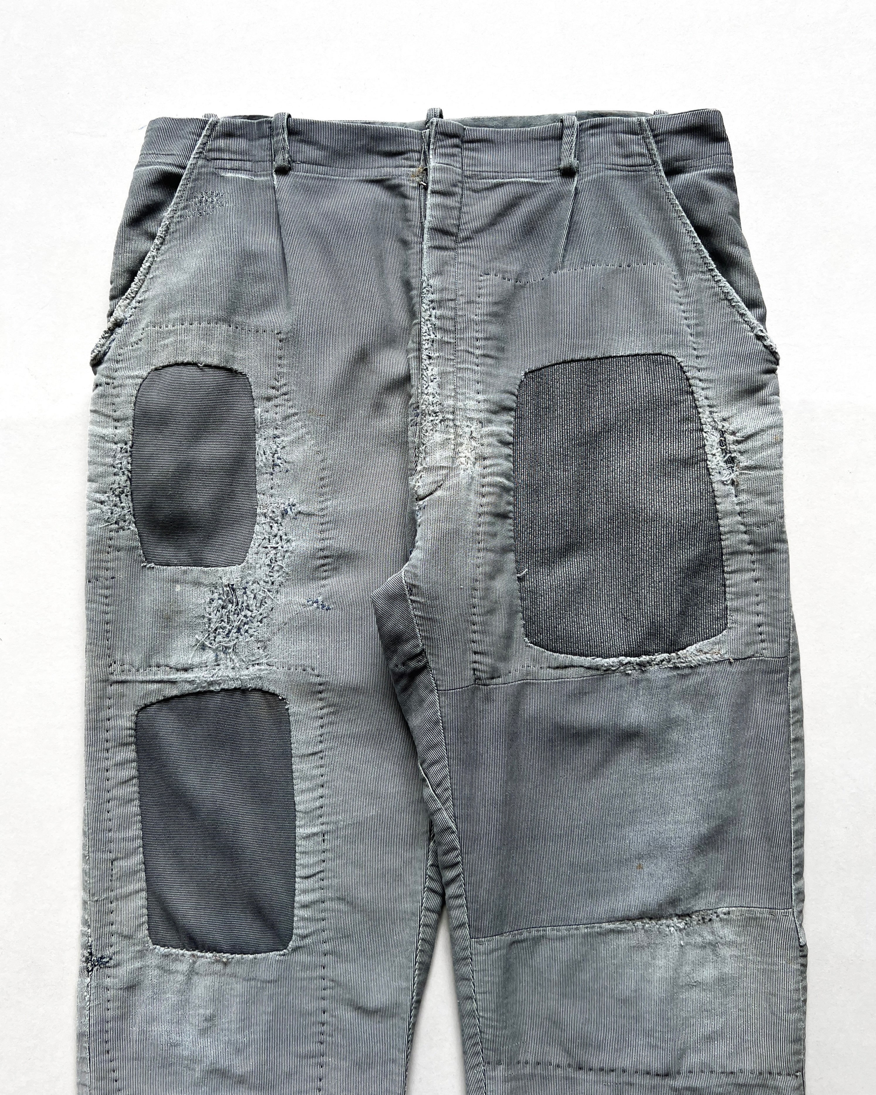 1950S FRENCH STRIPES REPAIRED WORK TROUSERS (34)