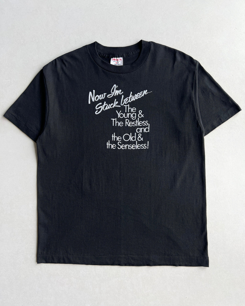 1980S 'NOW IM STUCKED' SINGLE STITCH TEE (L)