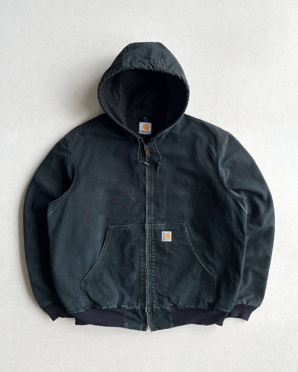 FADED BLACK CARHARTT HOODED WORK JACKET (L/XL)