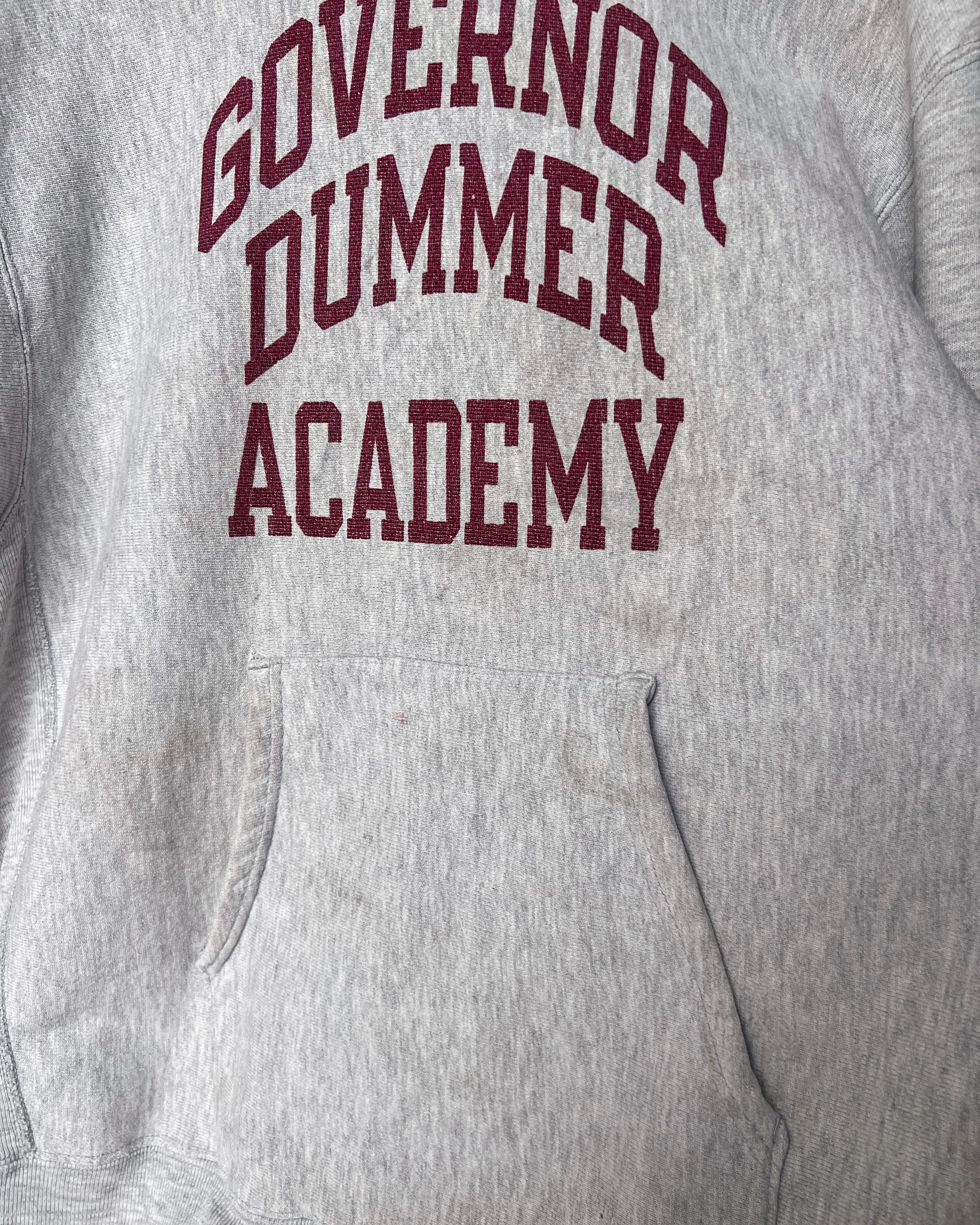 1990S CHAMPION 'GOVERNOR DUMMER ACADEMY' REVERSE WEAVE HOODIE (L)