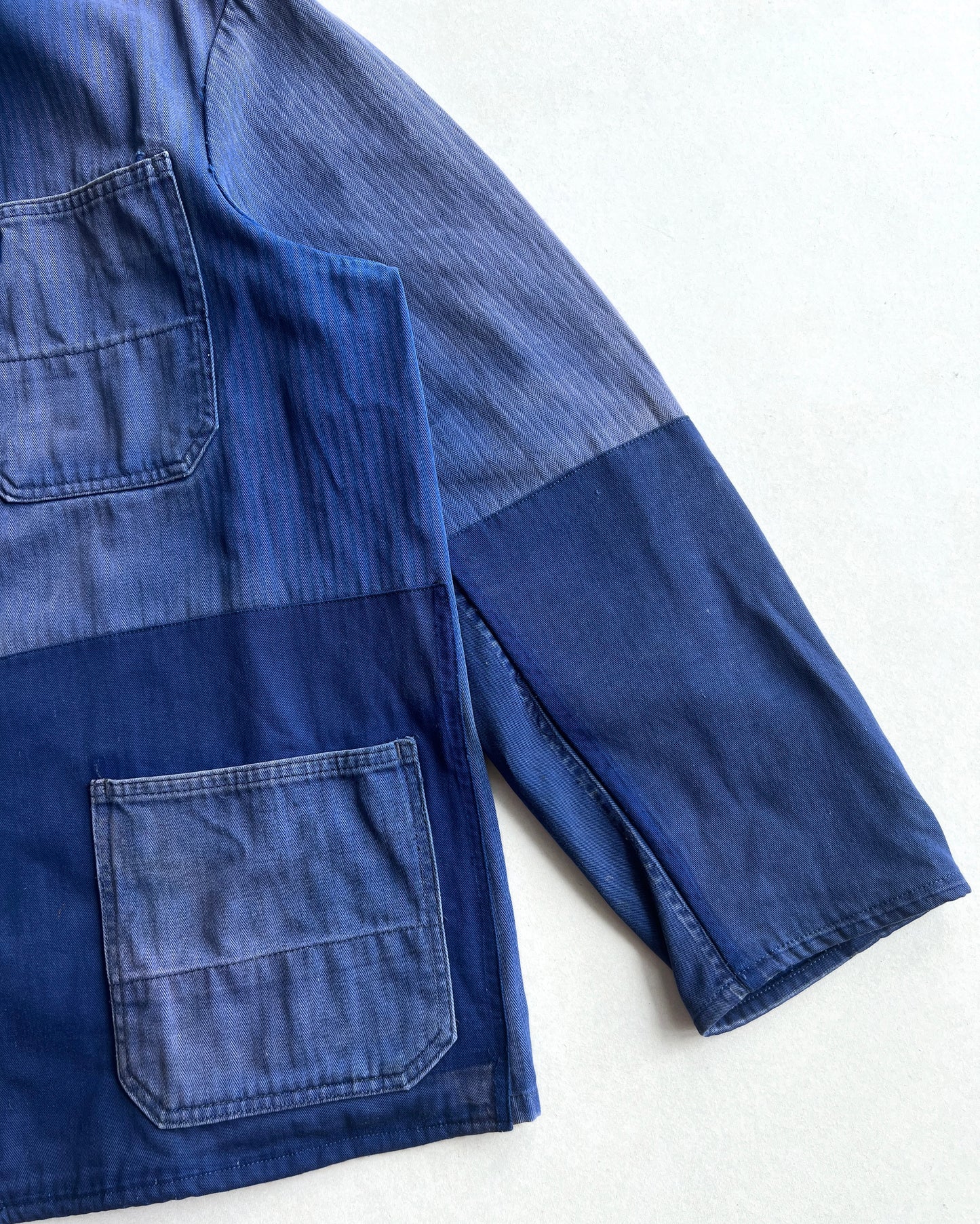 1960S REPAIRED HBT FRENCH WORK CHORE JACKET (L)