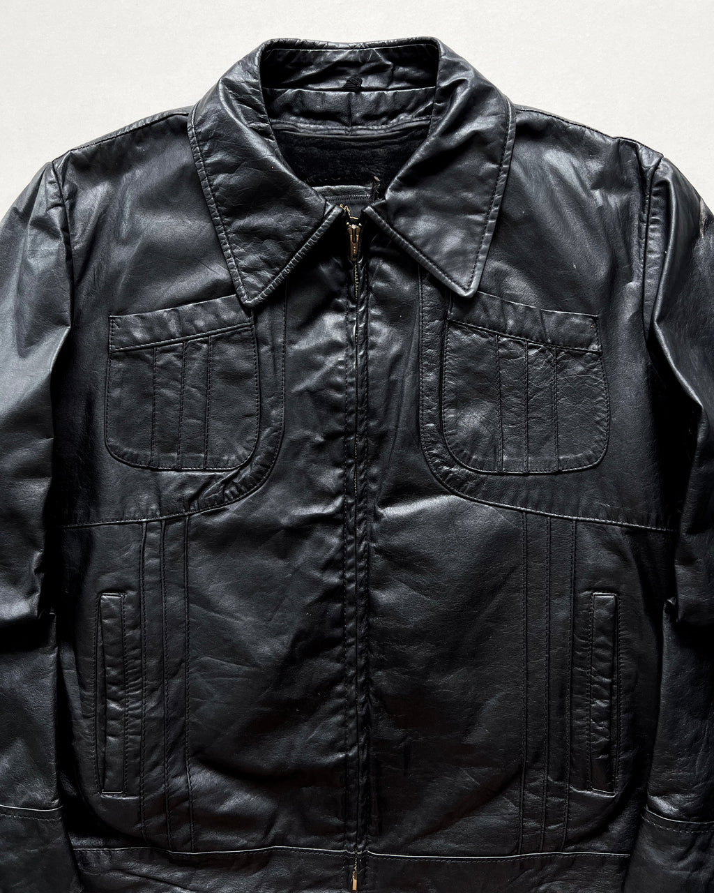1970S COOPER MULTI-POCKETS LEATHER JACKET (XL)