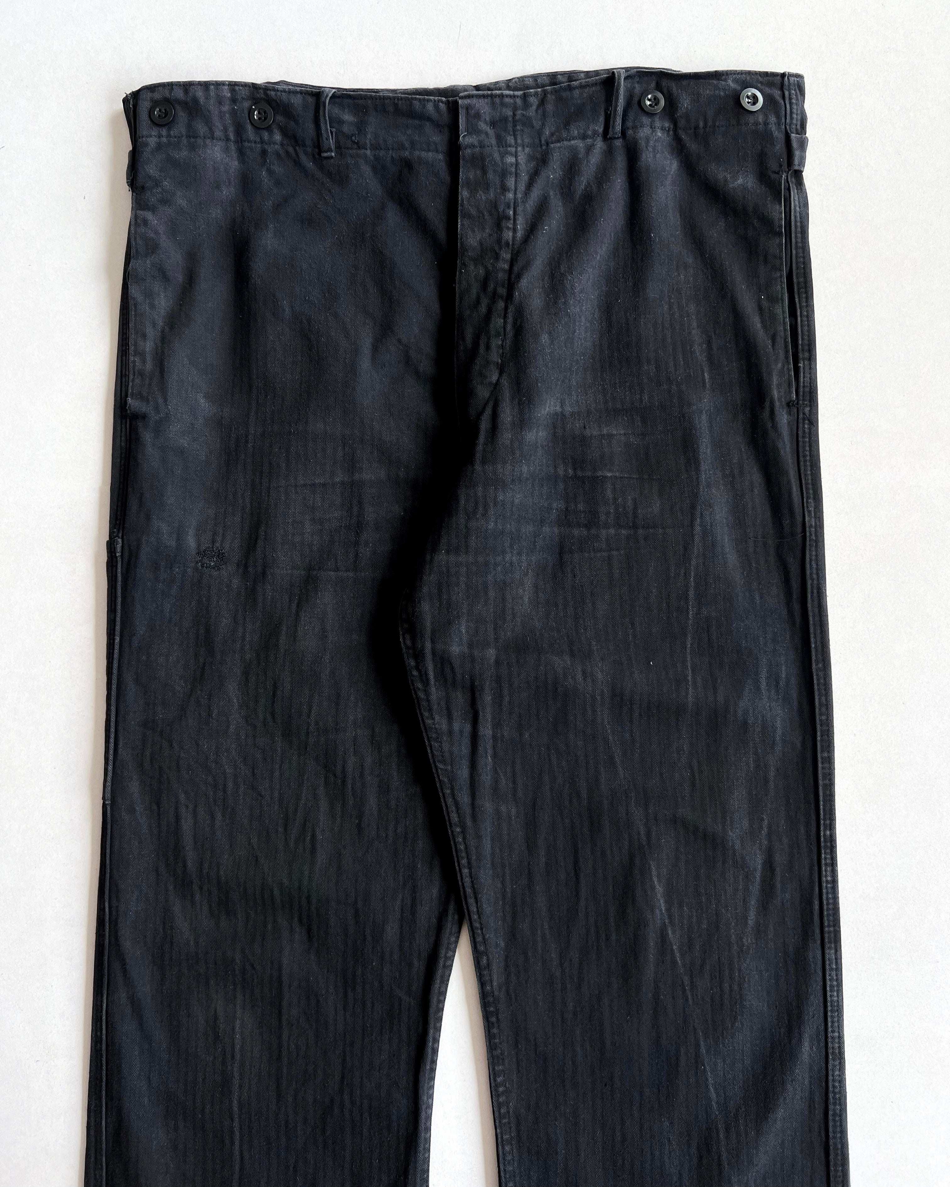 1980S BLACK GERMAN HBT CARPENTER WORK TROUSERS (30-36)
