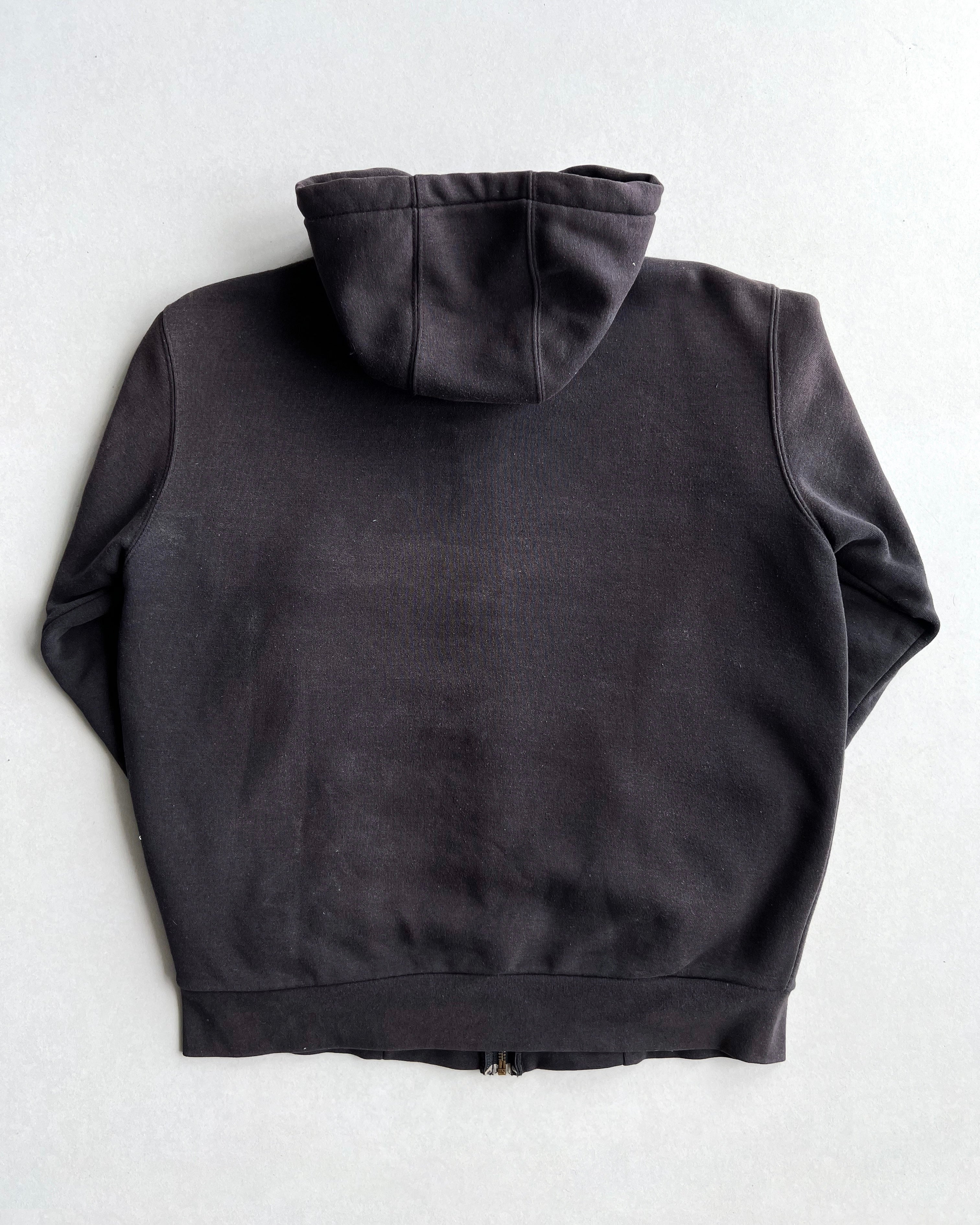 1990S FADED BLACK CARHARTT LOGO ZIP-UP HOODIE (M/L)