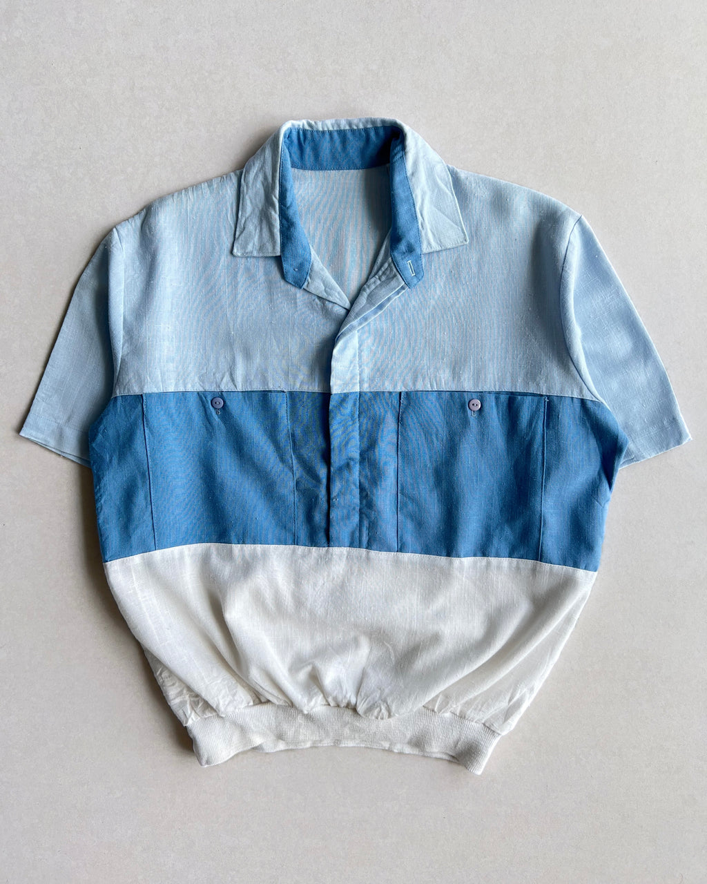 1960S BLUE ROCKABILLY DOUBLE POCKET SHIRT (M)