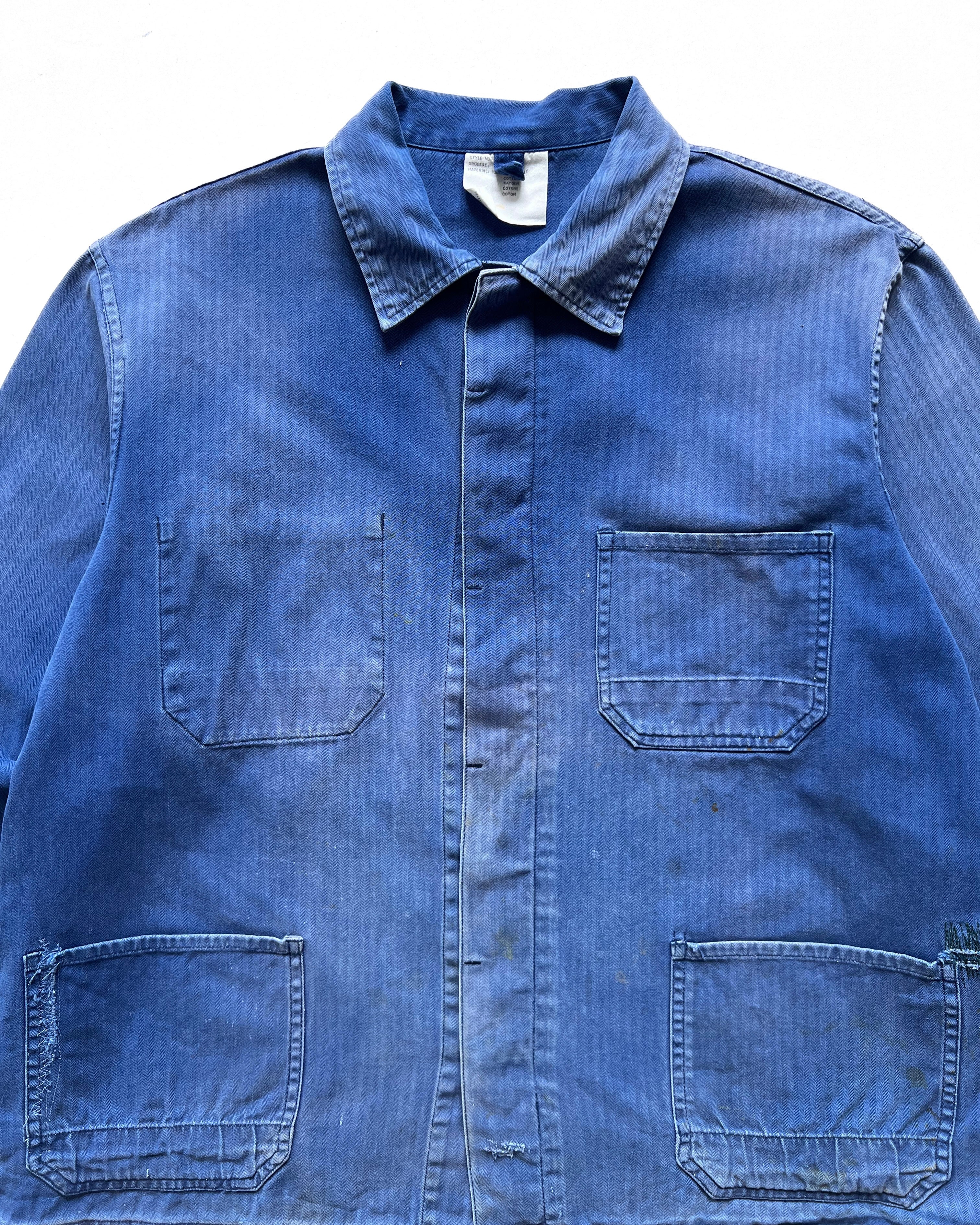 1970S SUN FADED GERMAN HBT WORK JACKET (L)