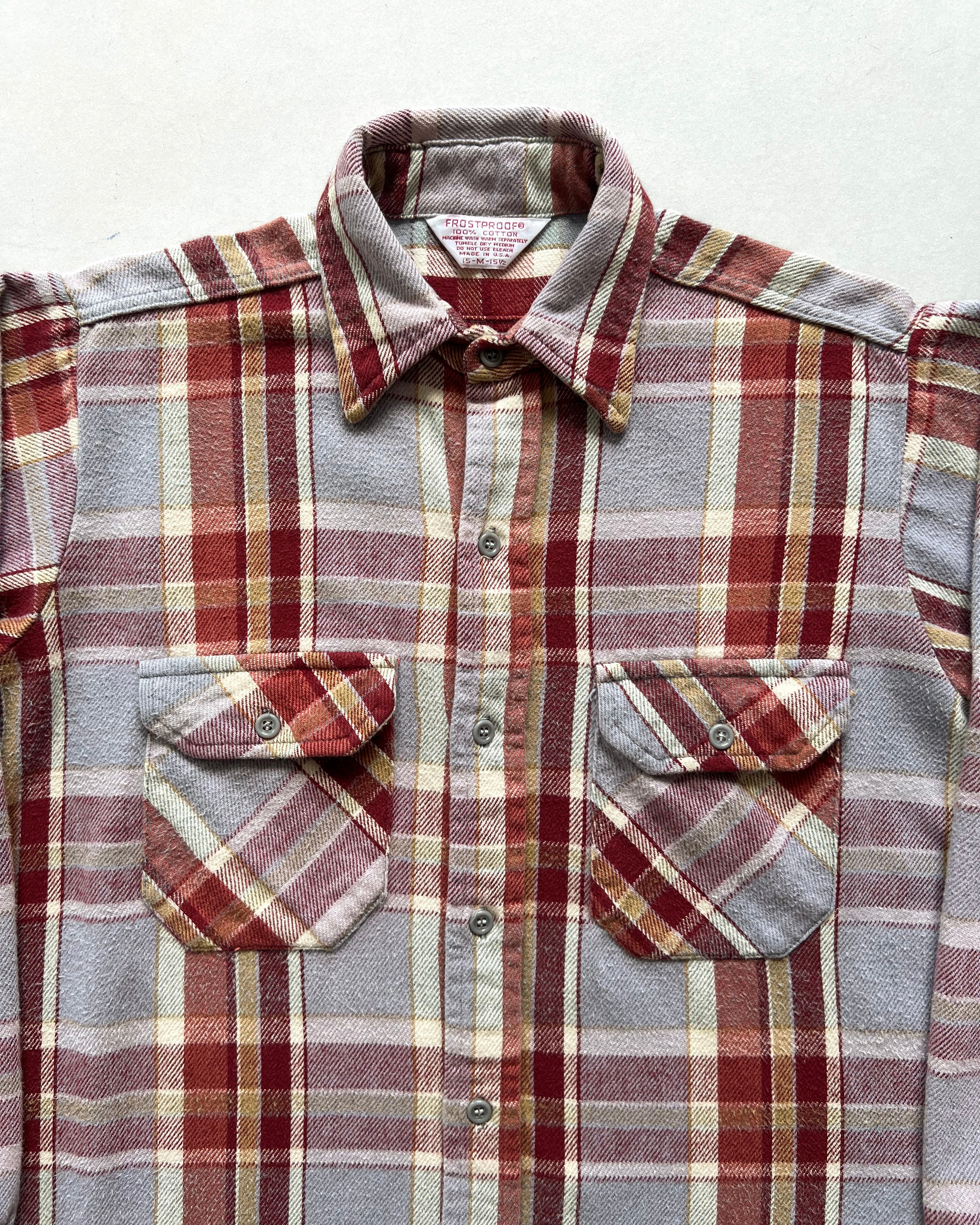 1970S FROSTPROOF PLAID FLANNEL SHIRT (M)