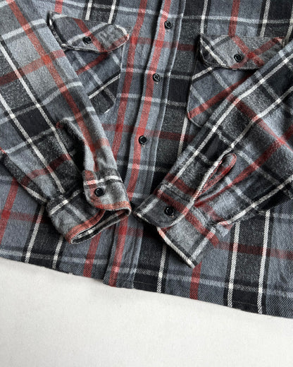 1970S FIVE BROTHER GREY PLAID FLANNEL (M)