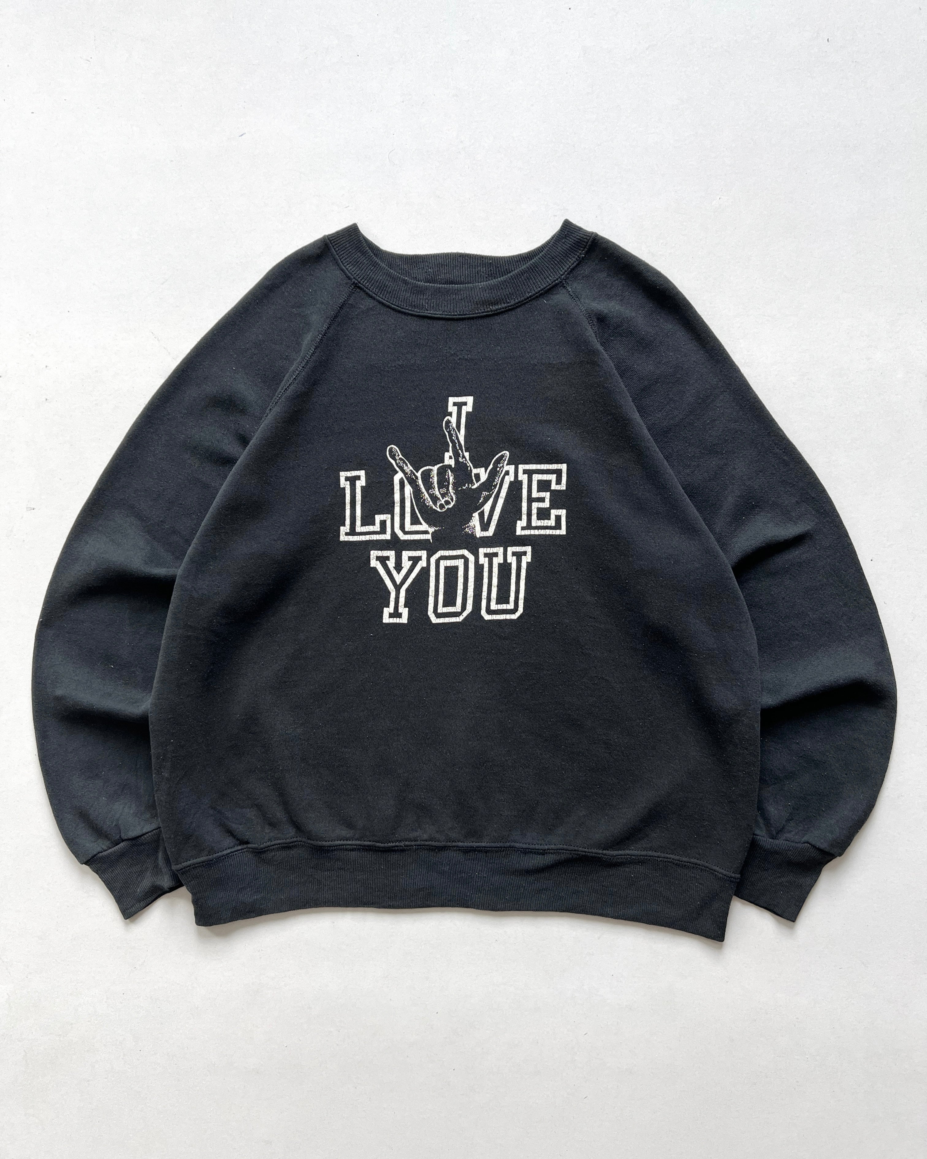 1980S 'I LOVE/ROCK YOU' RAGLAN SWEATSHIRT (L)