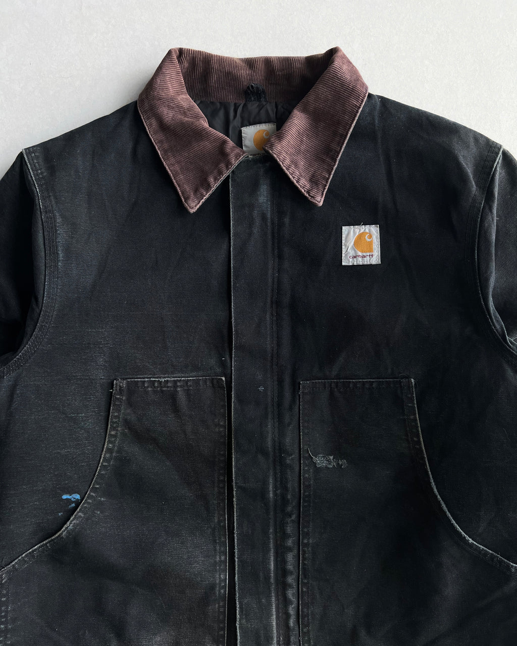 1990S FADED BLACK CARHARTT ARCTIC WORK JACKET (L)