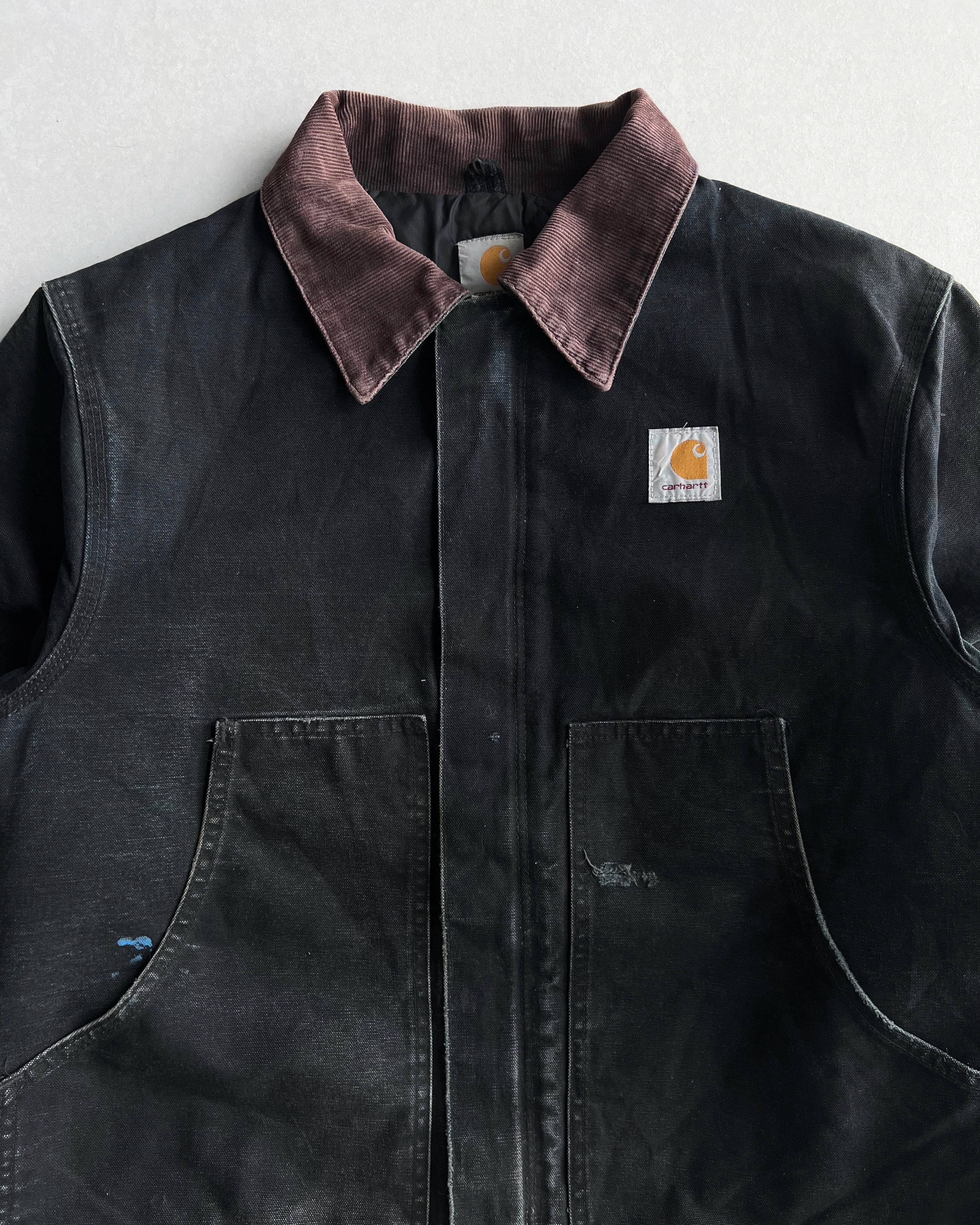 1990S FADED BLACK CARHARTT ARCTIC WORK JACKET (L)