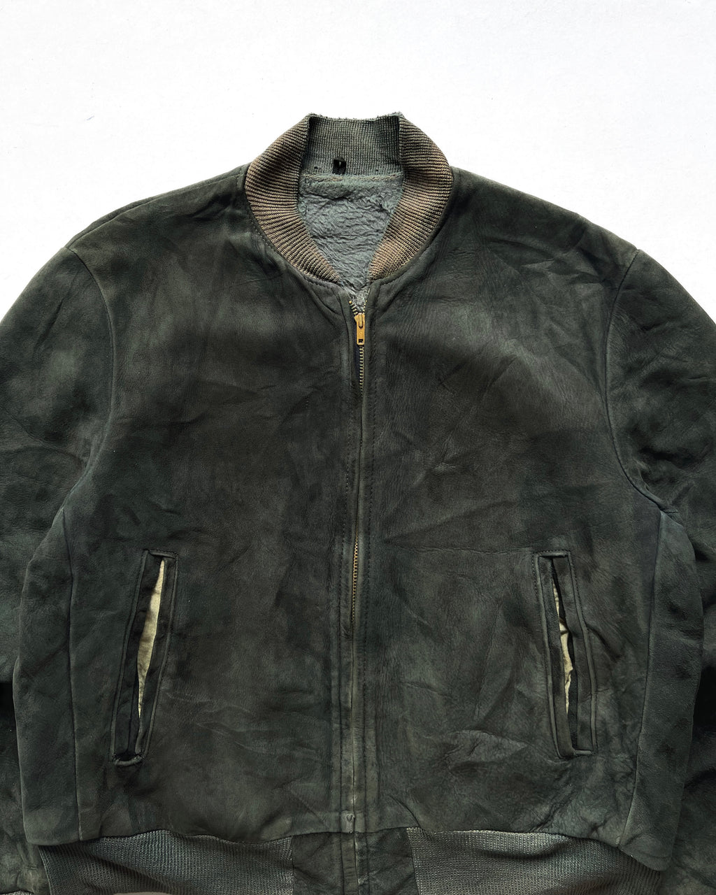 1950S SUEDE LEATHER BOMBER JACKET (L)