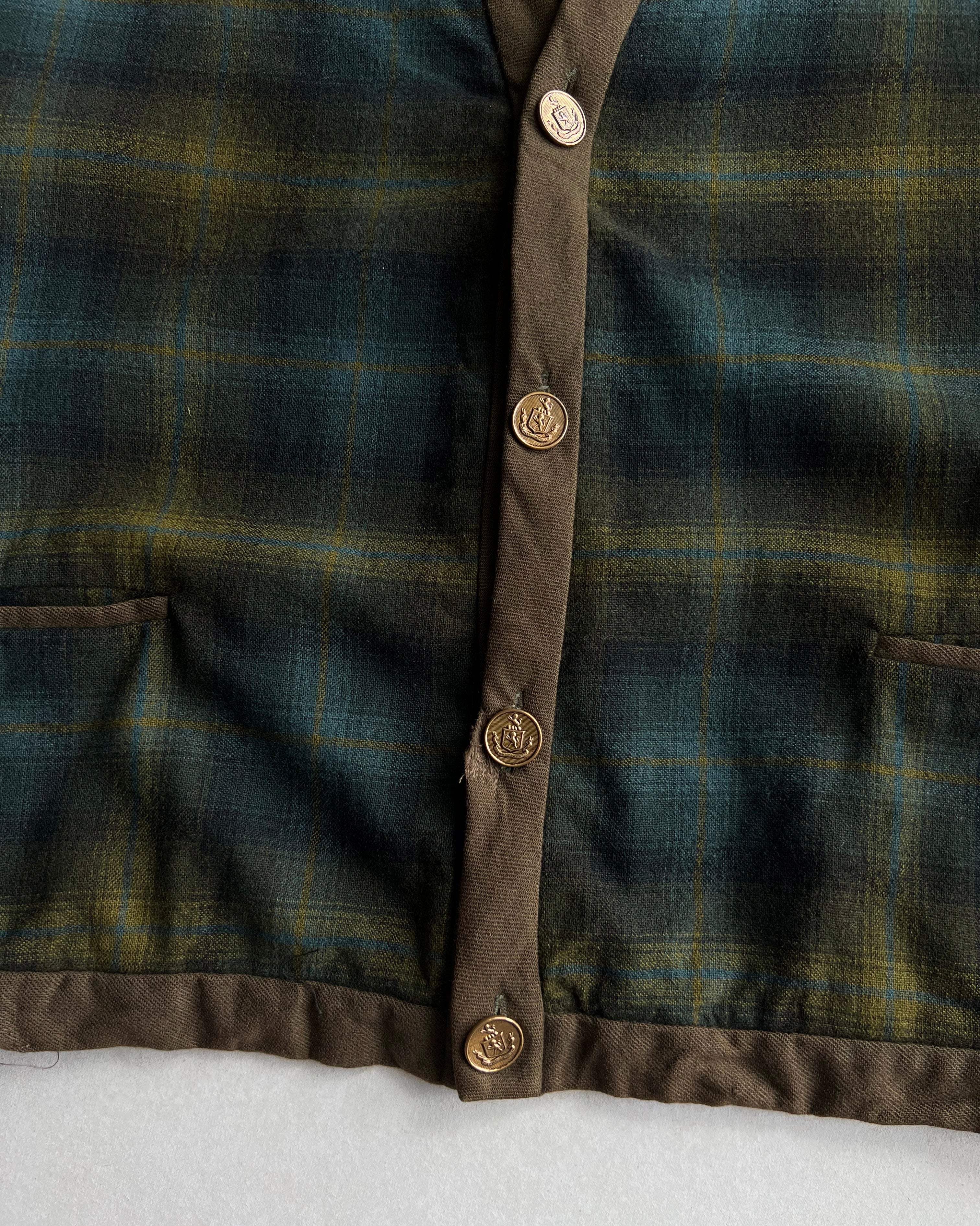 1980S PENDLETON SHADOW PLAID WOOL CARDIGAN (M)