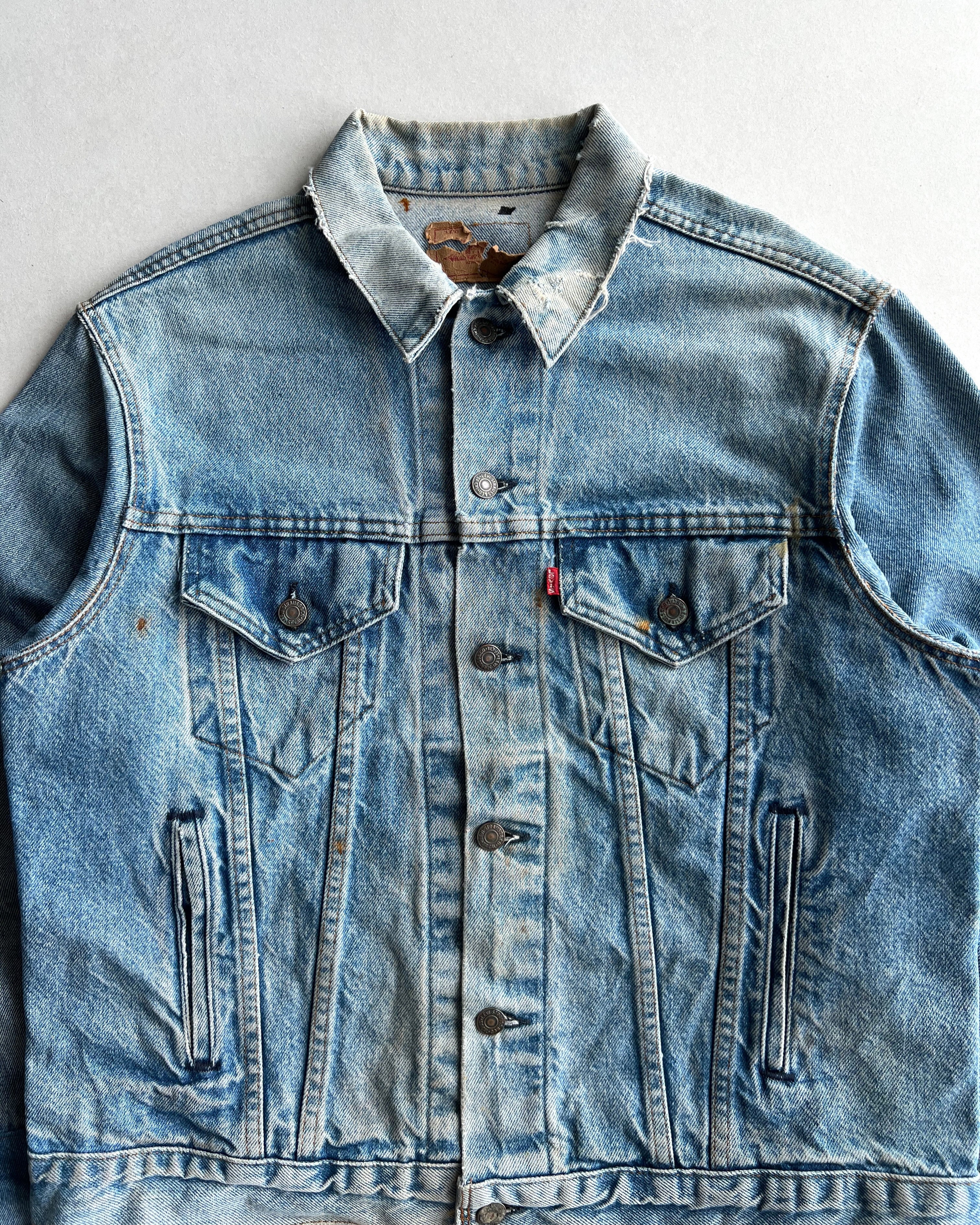 1980S FADED WASHED LEVI'S TYPE III DENIM JACKET (L)