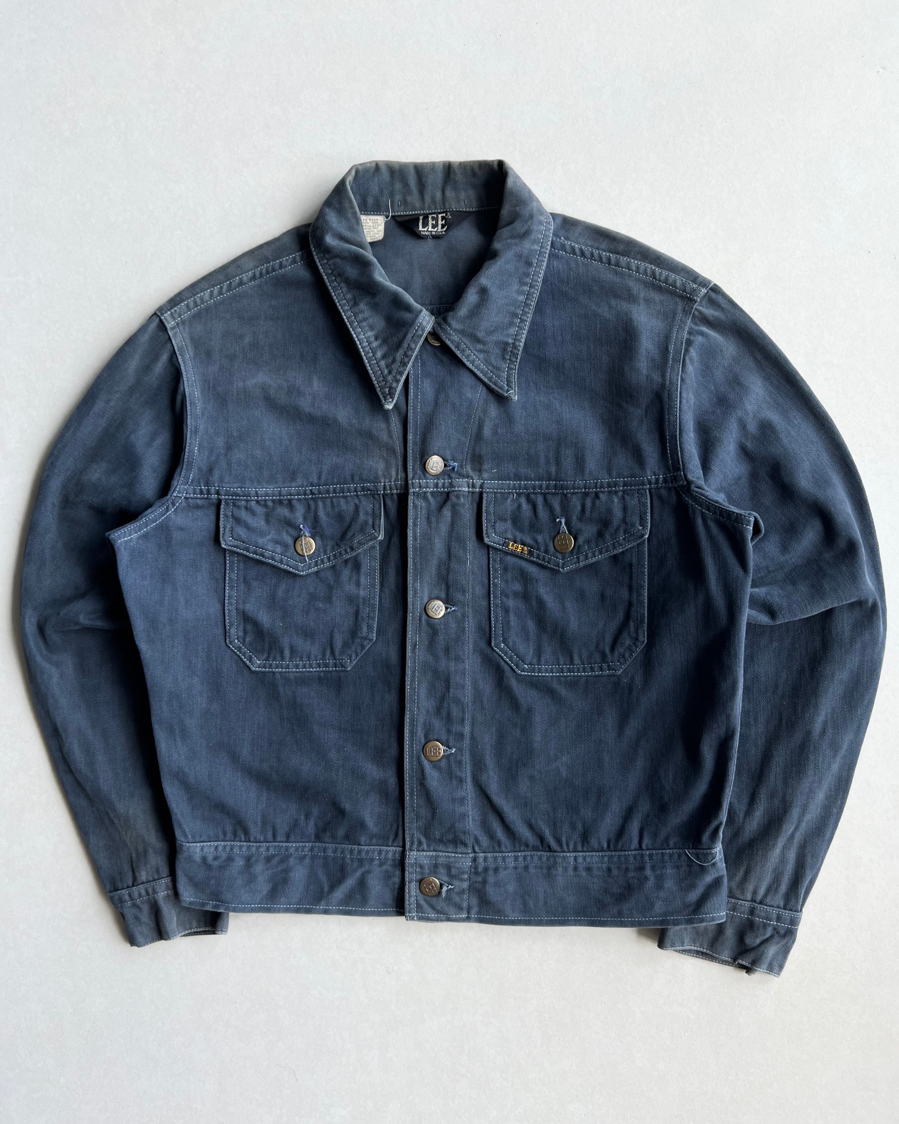 1970S GREY/NAVY LEE MOLESKIN WORK JACKET (M)