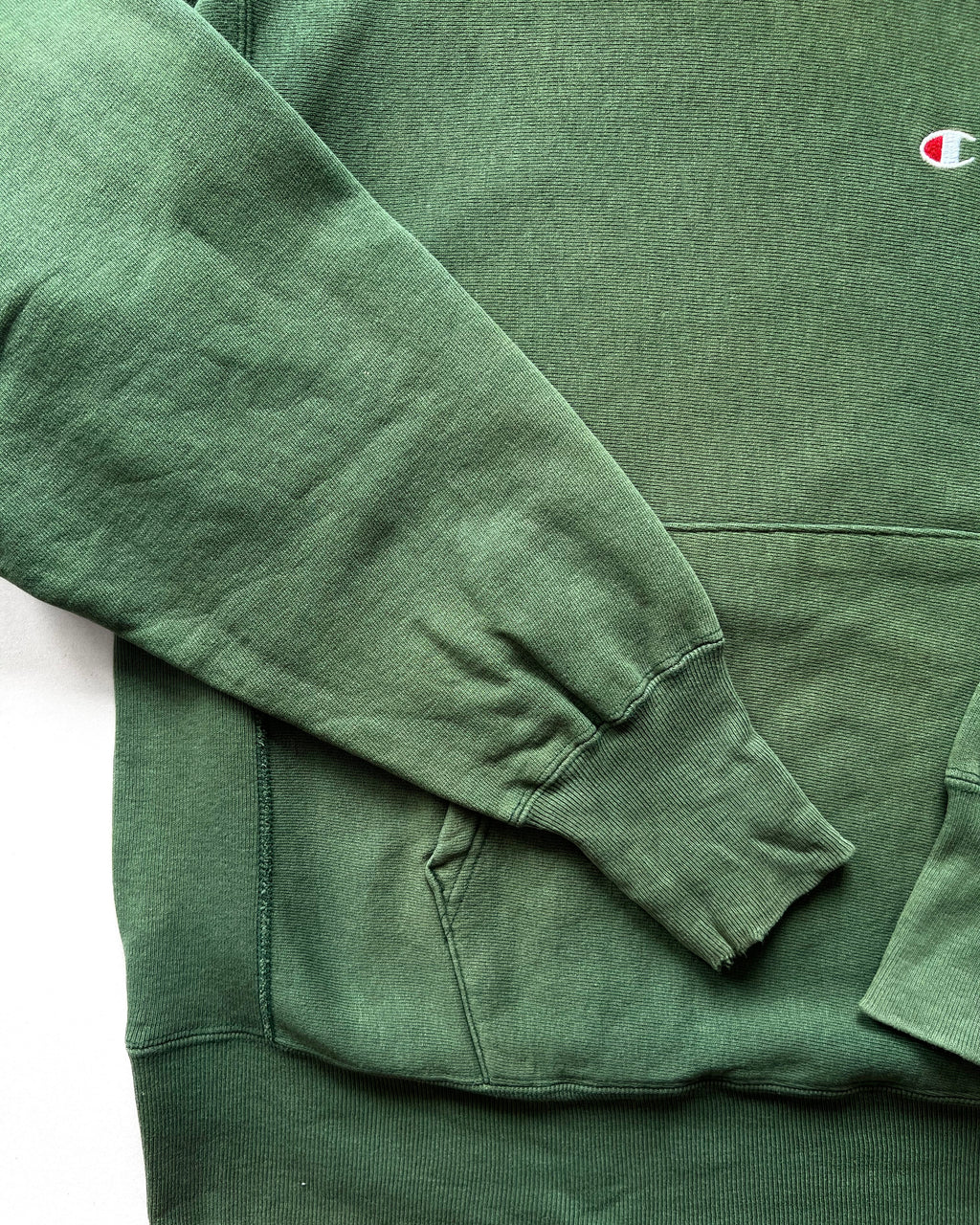 1990S FADED CHAMPION REVERSE WEAVE LOGO HOODIE (L)