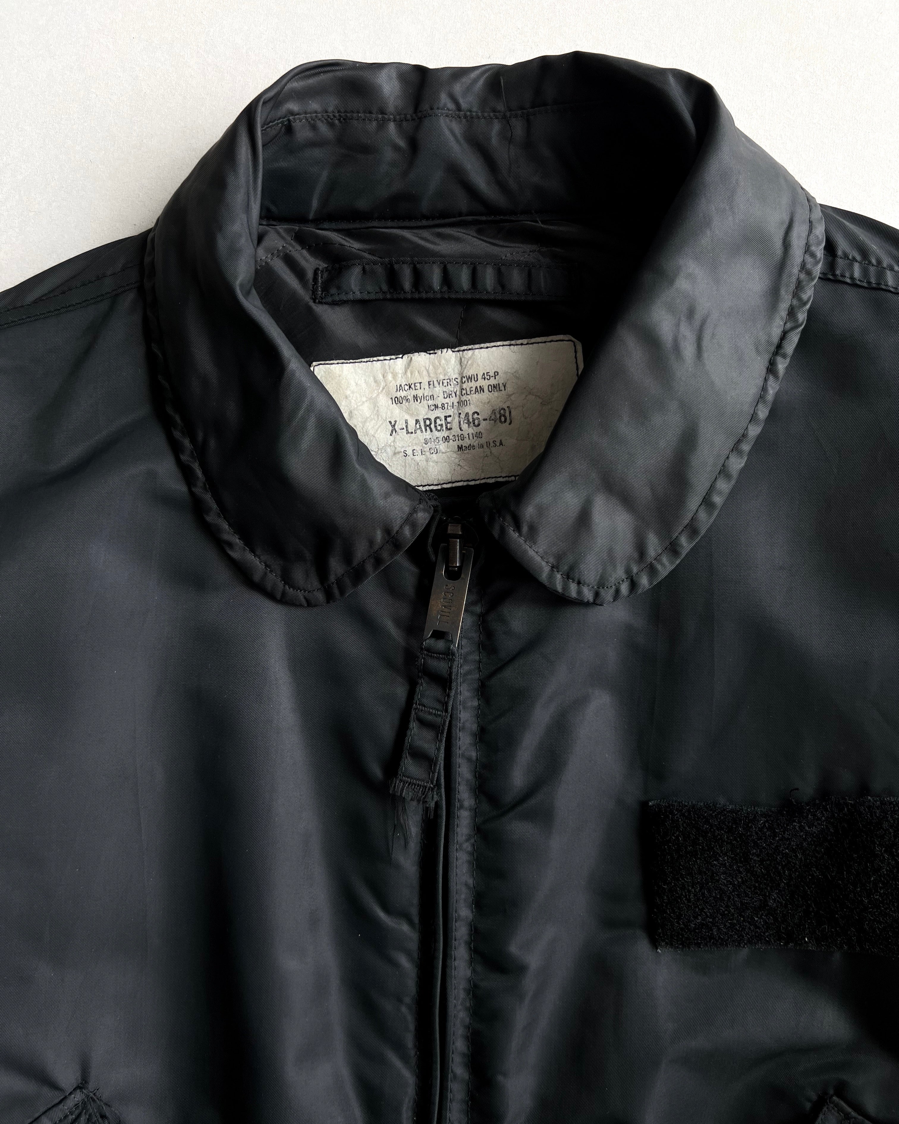 1980S BLACK CWU 45-P USAF FLIGHT JACKET (XL)