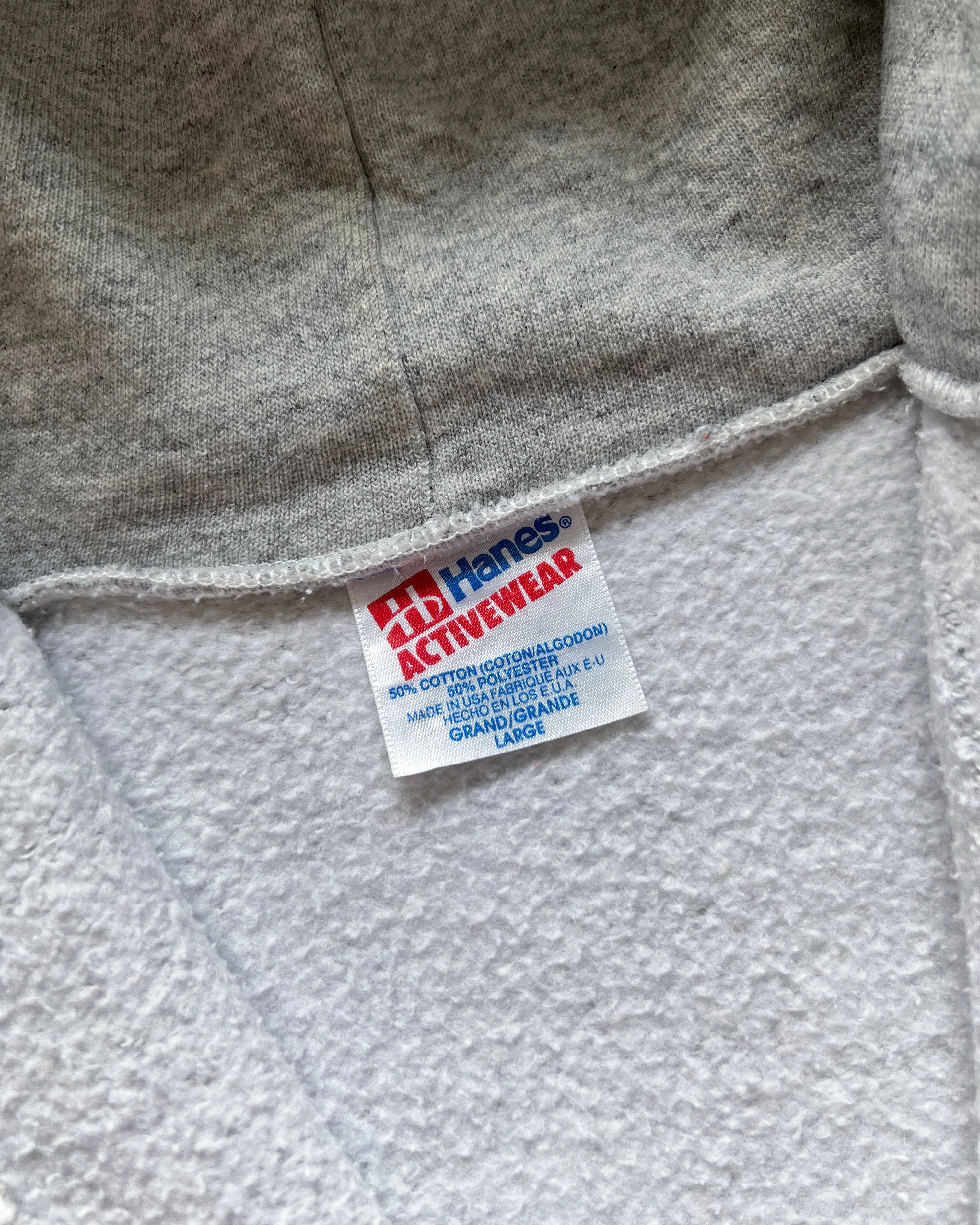 1990S HANES GREY BLANK ZIP-UP HOODIE (L)