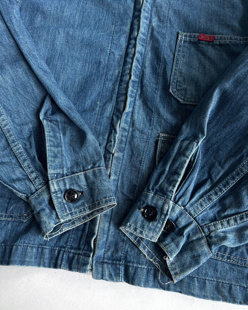 1970S BIG SMITH CROPPED DENIM JACKET (L)
