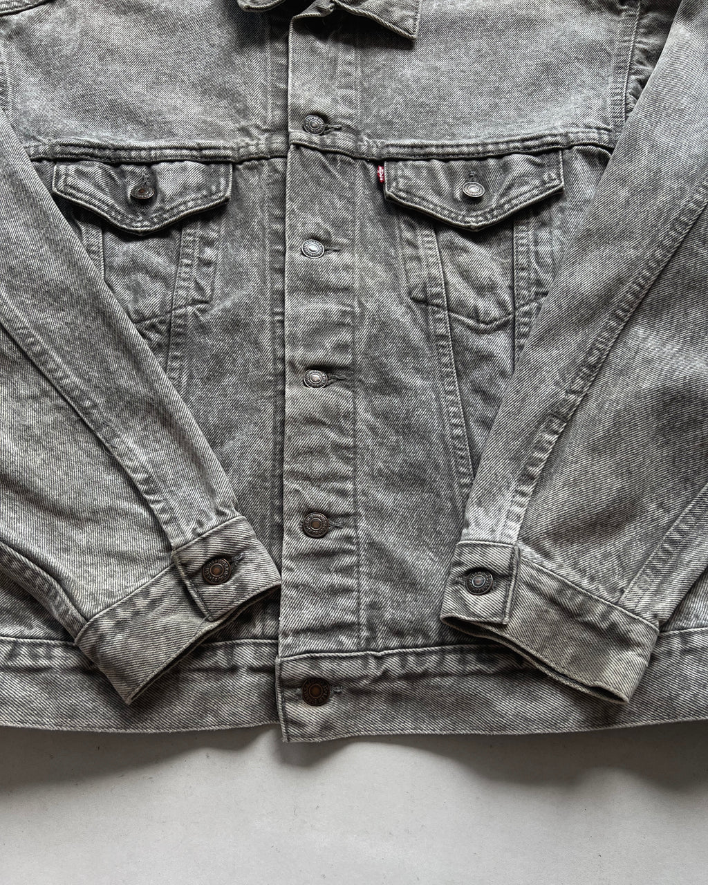 1980S GREY STONE WASHED LEVI'S TYPE III DENIM JACKET (L)