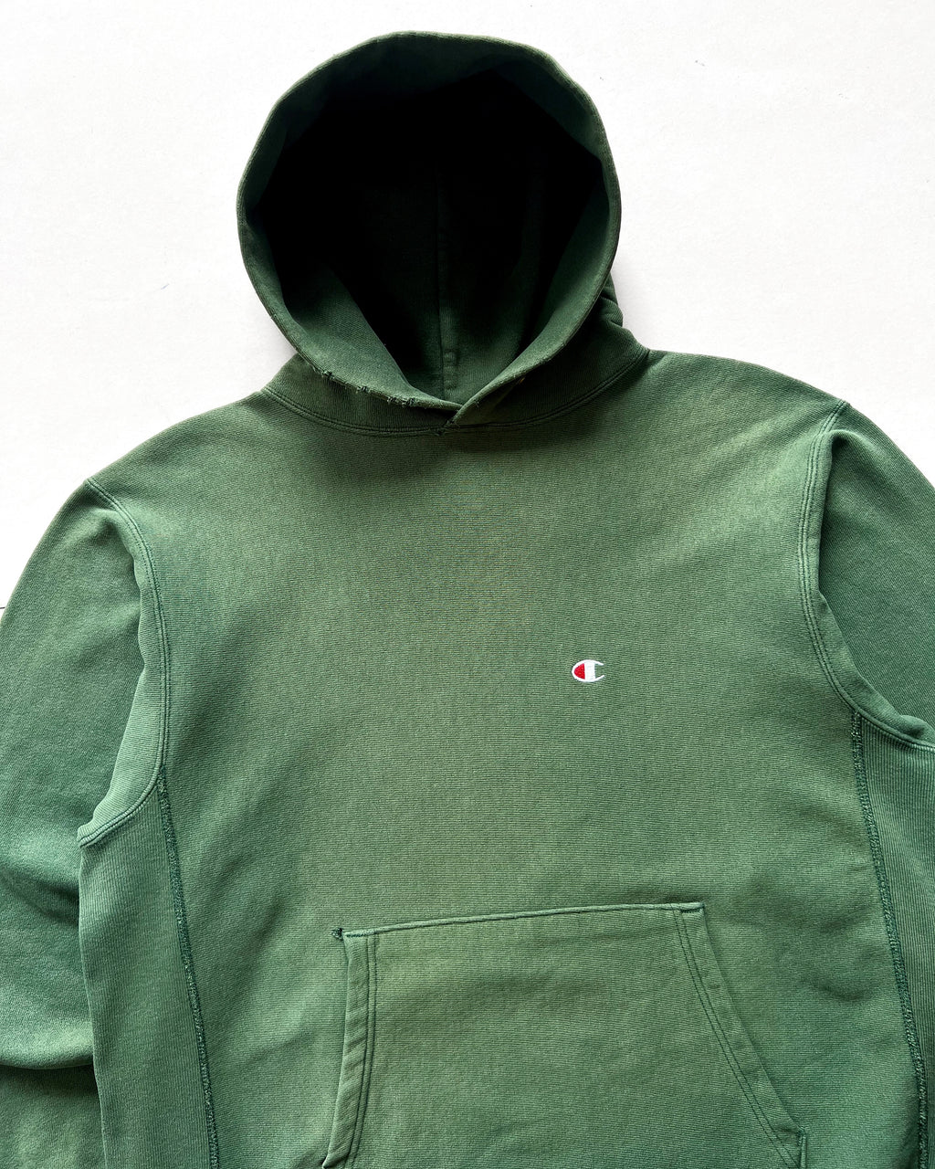 1990S FADED CHAMPION REVERSE WEAVE LOGO HOODIE (L)