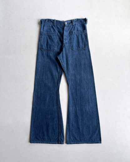 1970S SEAFARER US NAVY SAILOR DENIM BOOTCUT PANTS (31)