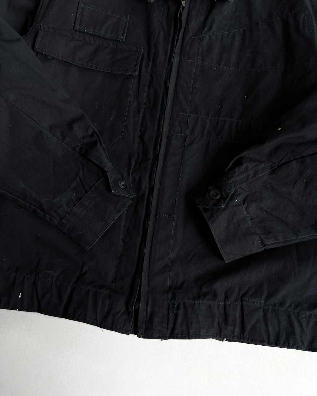 1970S BLACK CZECH ARMY CANVAS JACKET (L)