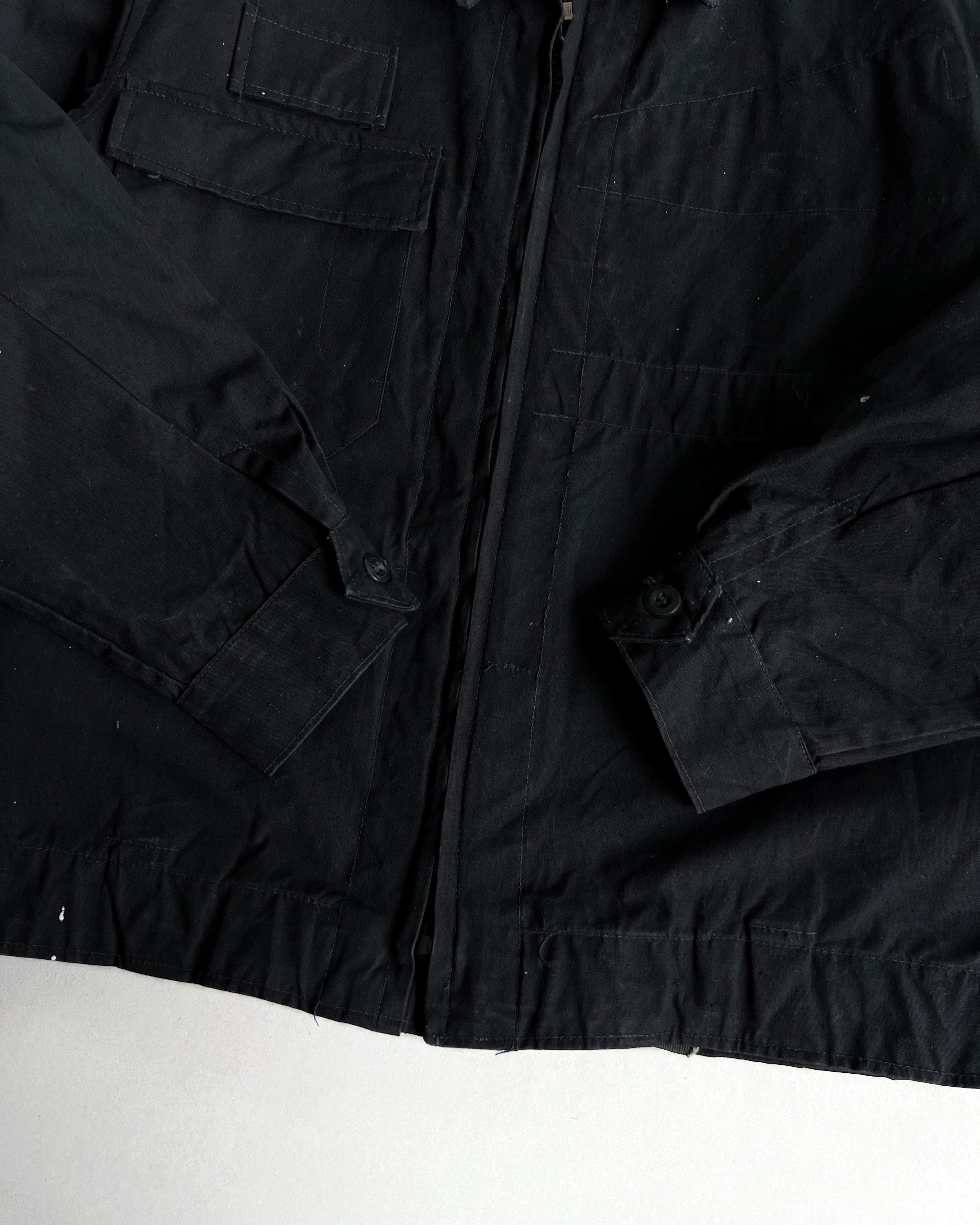 1970S BLACK CZECH ARMY CANVAS JACKET (L)