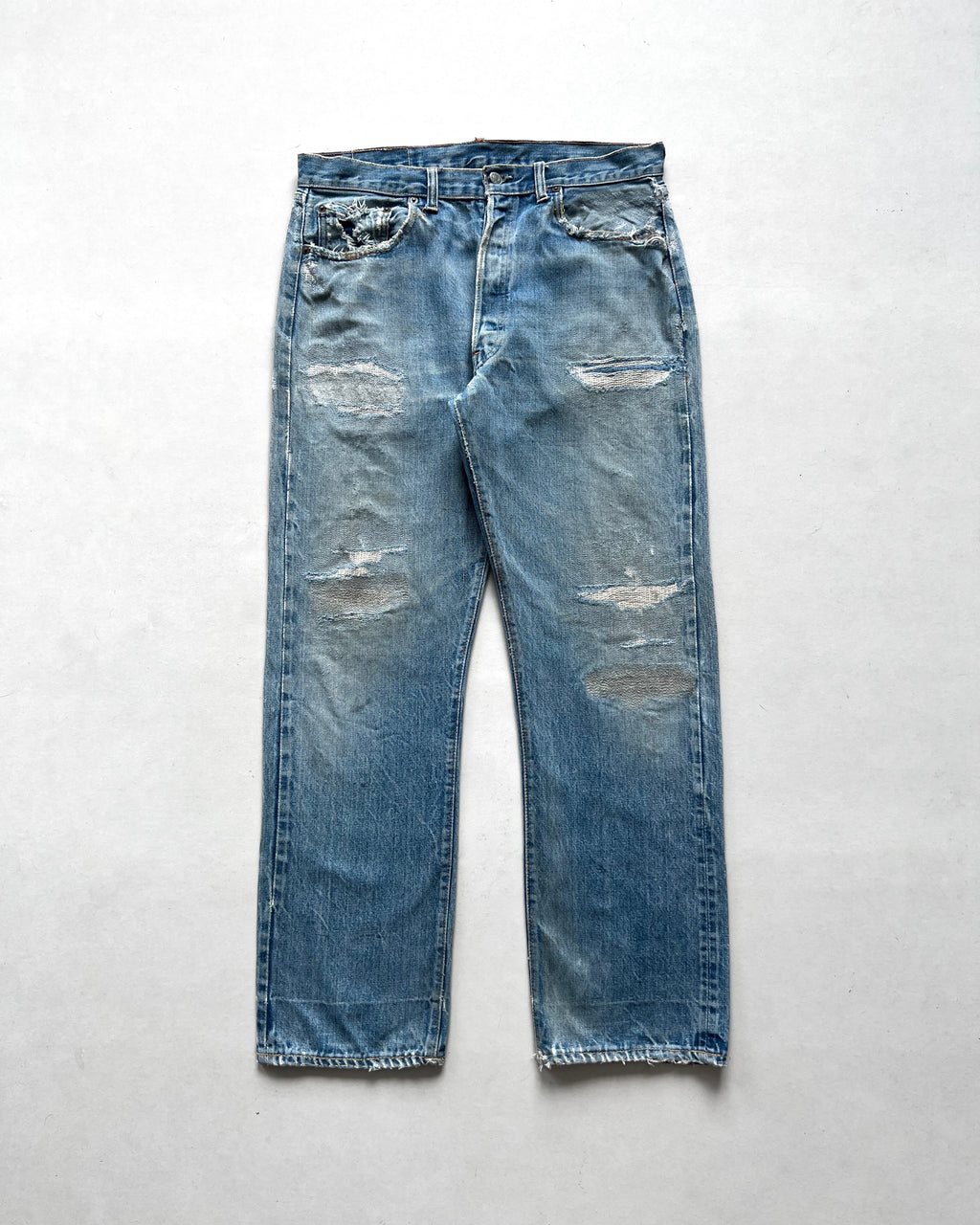 1970S LEVI'S 501 REDLINE SELDVEDGE REPAIRED JEANS (34)