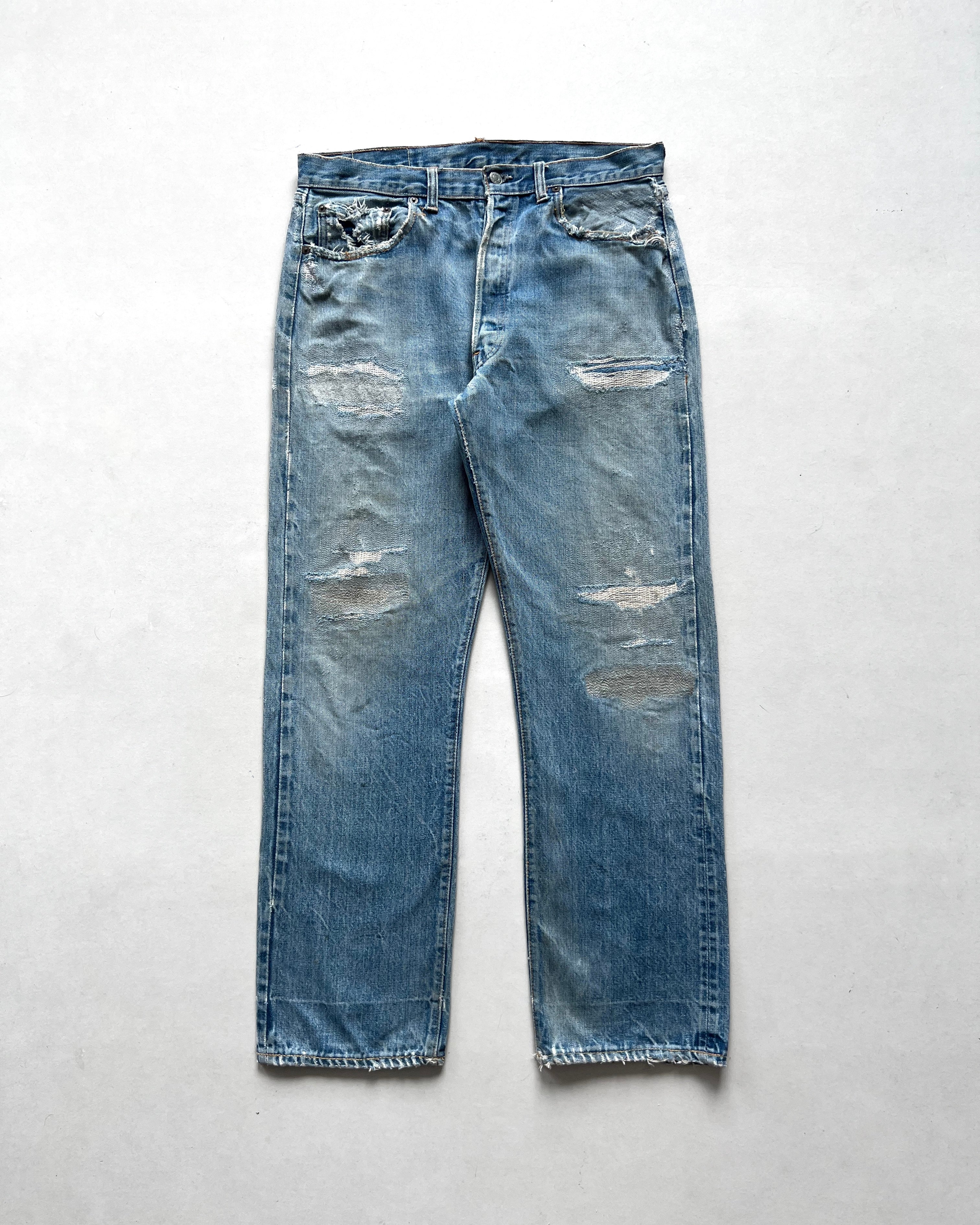 1970S LEVI'S 501 REDLINE SELDVEDGE REPAIRED JEANS (34)