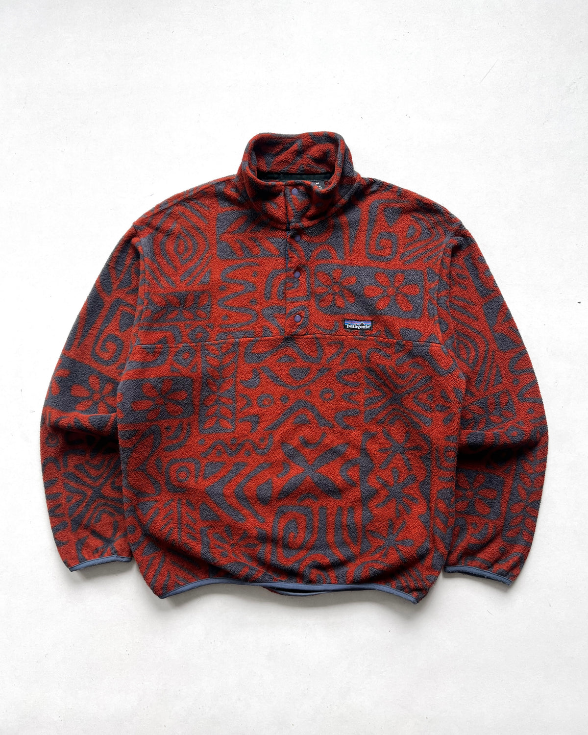 1990S PATAGONIA SYNCHILLA 'ISLAND BLOCK' SNAP-T FLEECE (M)