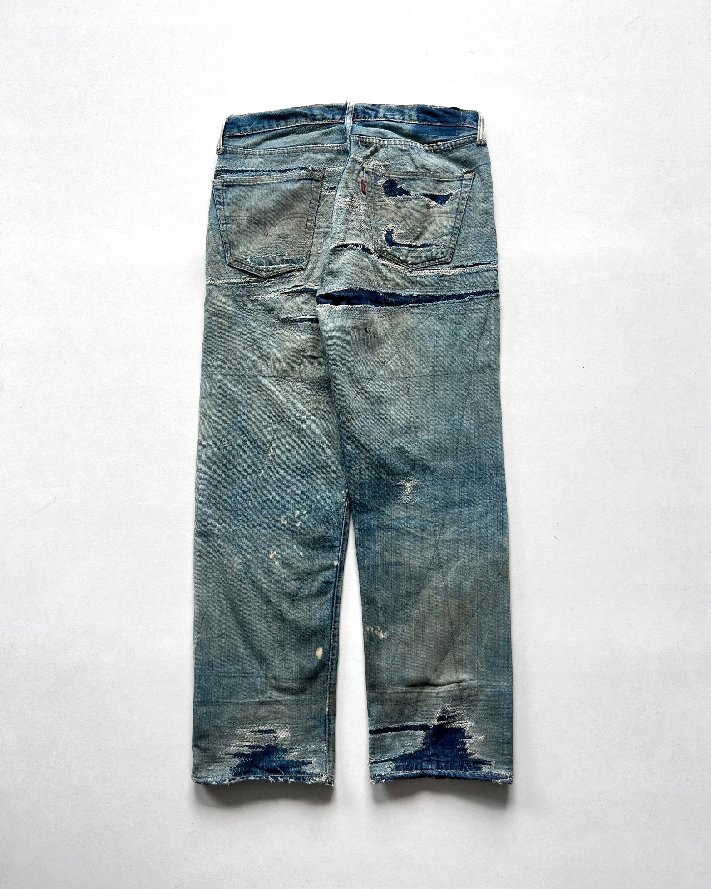 1970S LEVI'S 501 BIG E REPAIRED SELVEDGE JEANS (35)