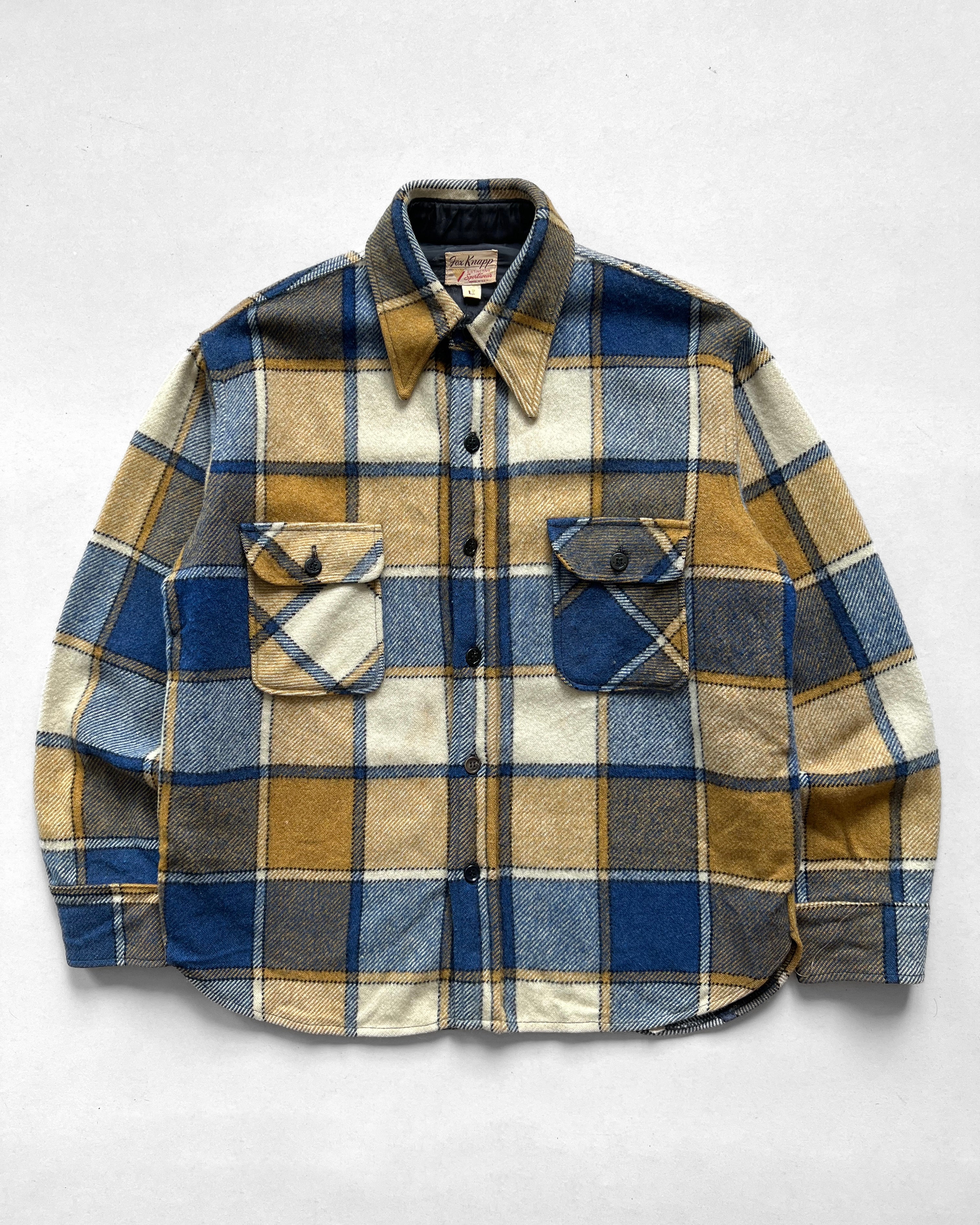 1960S FOX KNAPP WOOL PLAID FLANNEL (L)