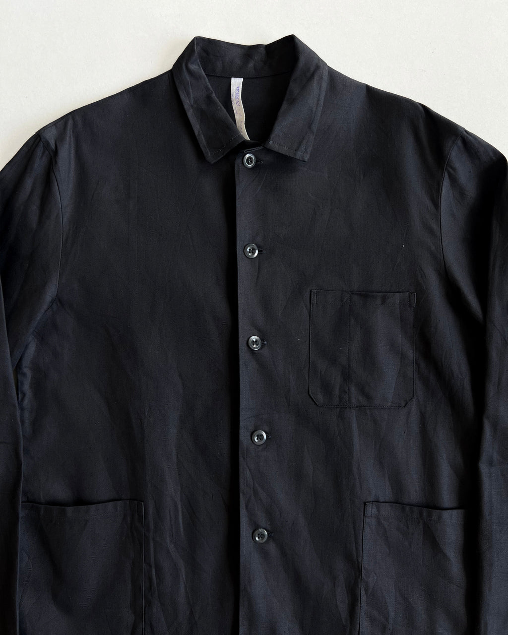 1960S DEADSTOCK BLACK EUROPE BLACK CHORE JACKET (L)