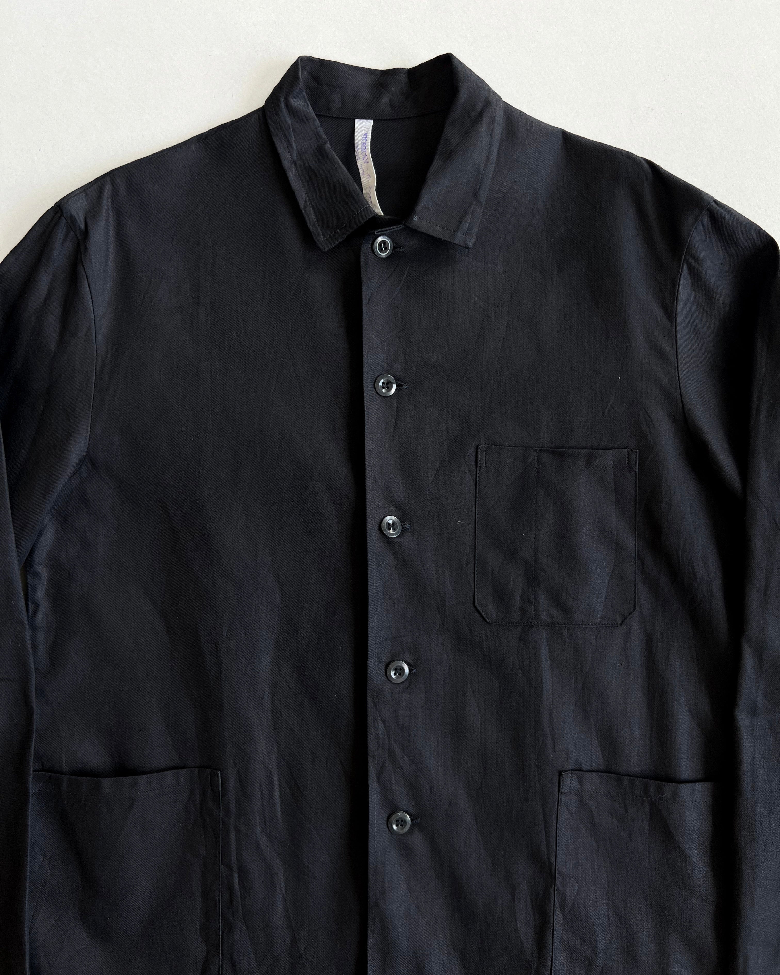1960S DEADSTOCK BLACK EUROPE BLACK CHORE JACKET (L)