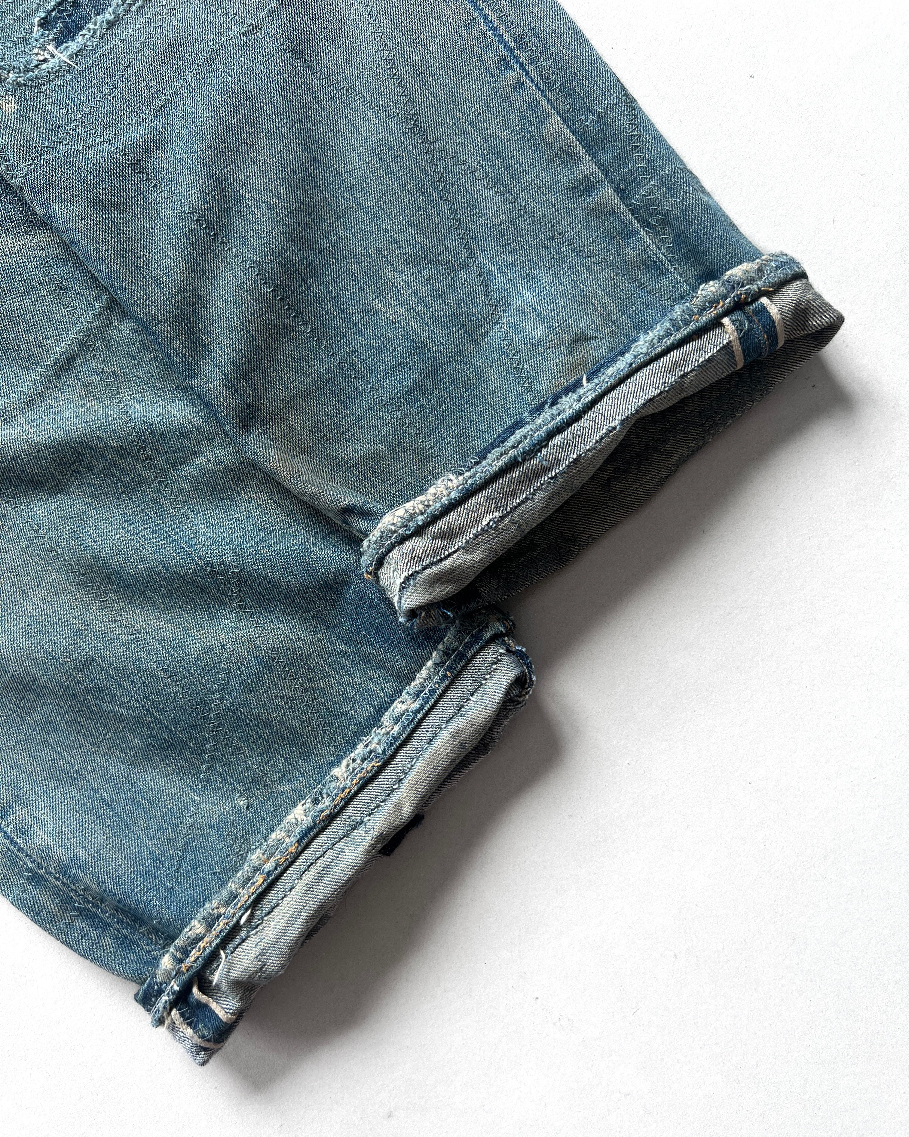 1970S LEVI'S 501 BIG E REPAIRED SELVEDGE JEANS (35)