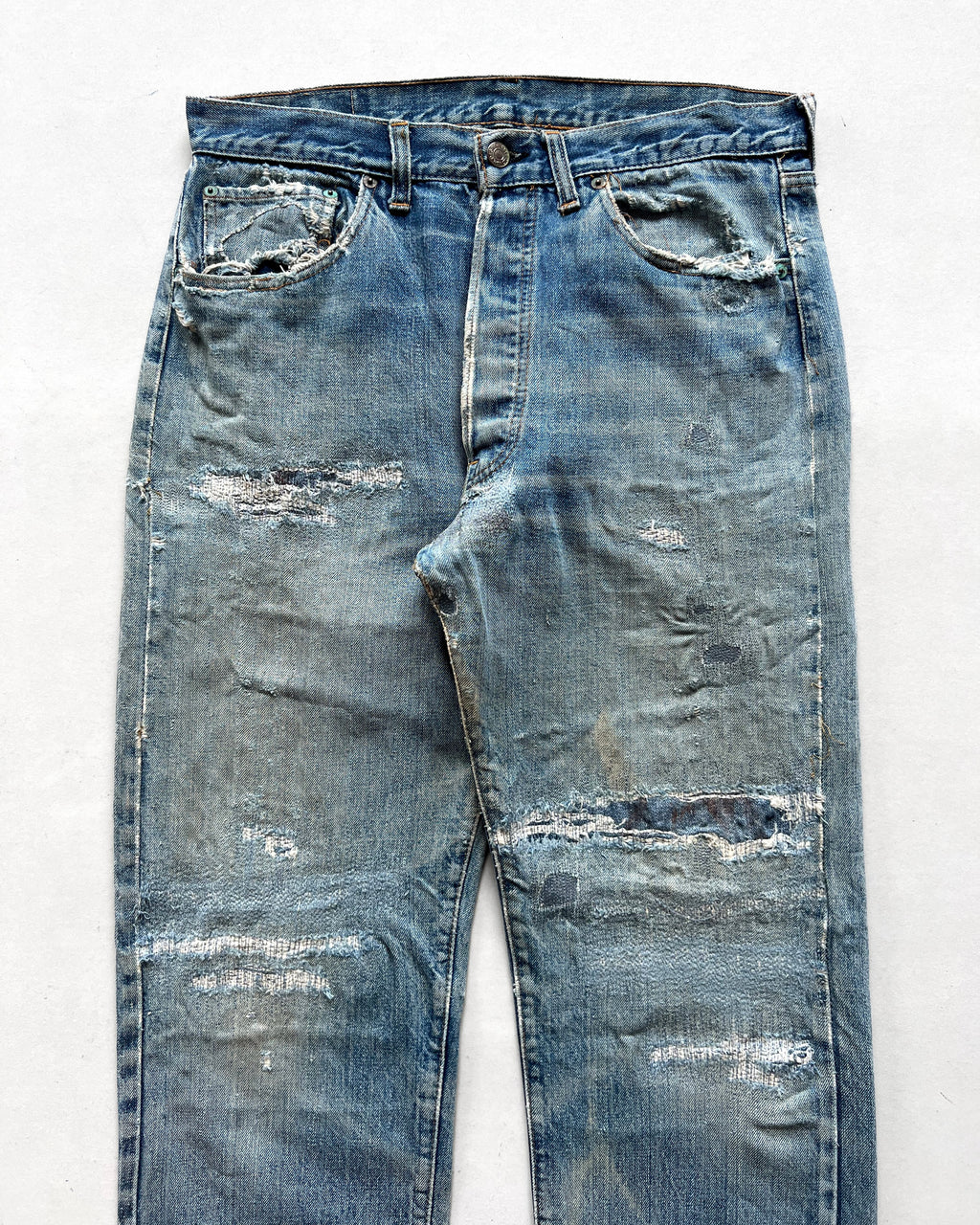 1970S LEVI'S 501 REDLINE SELVEDGE REPAIRED JEANS (33)