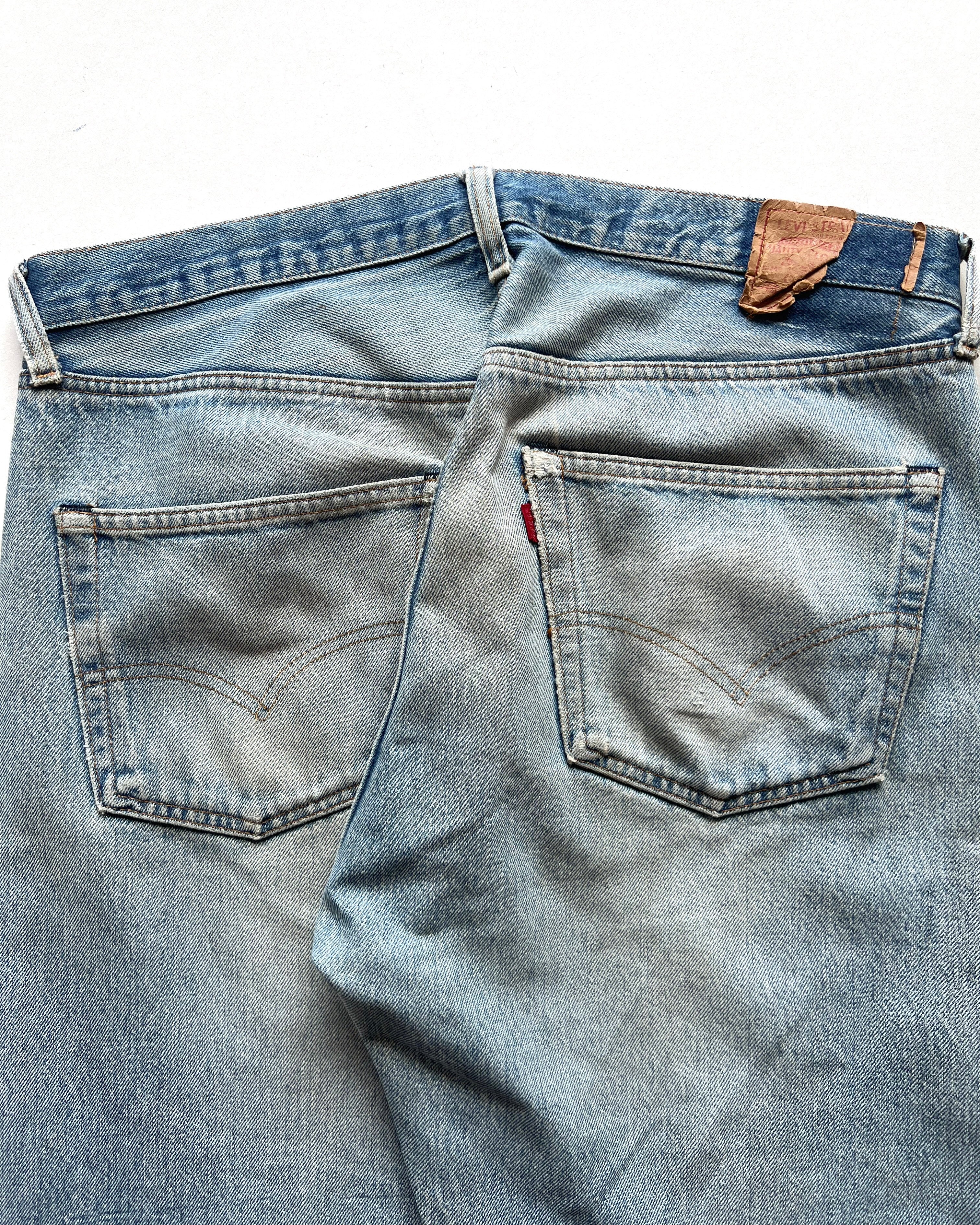 1980S LEVI'S 501 REDLINE SELVEDGE REPAIRED JEANS (36)