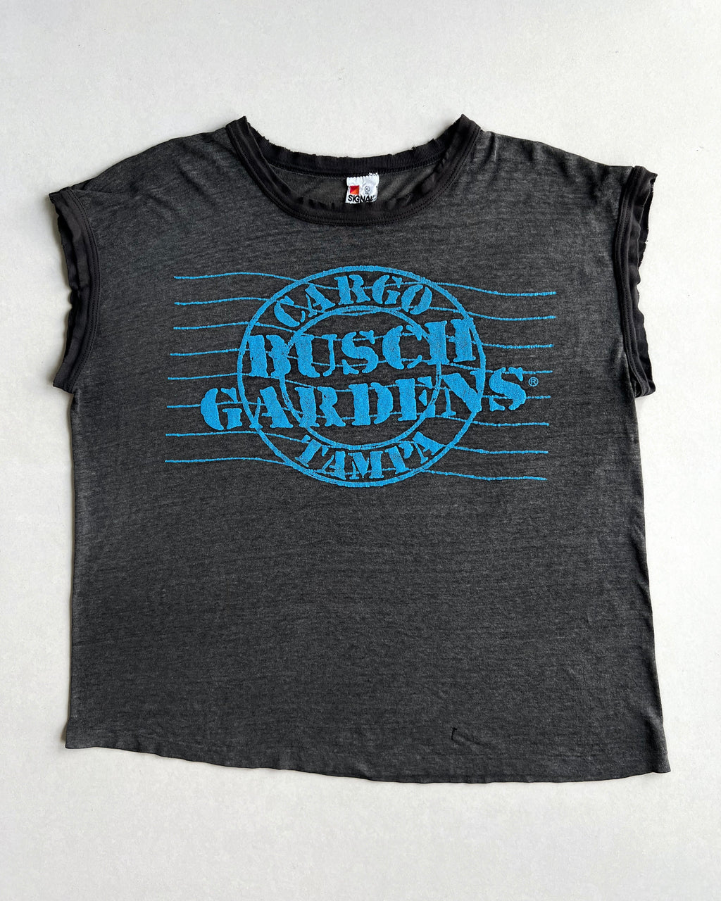 1980S 'CARGO BUSCH GARDENS TAMPA' SLEEVELESS TEE (XL)