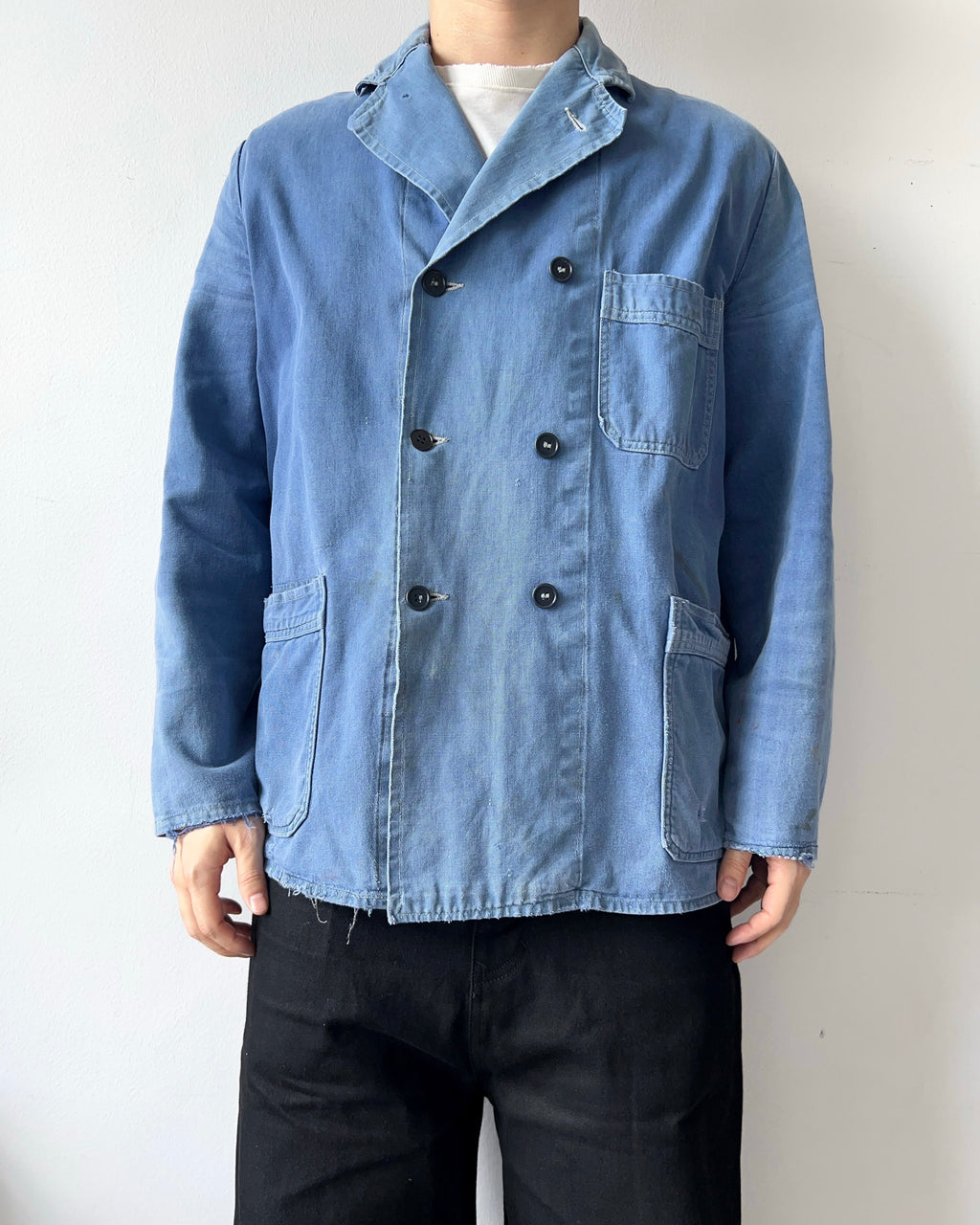 1950S FADED EUROPE DOUBLE BREAST WORK JACKET (L)