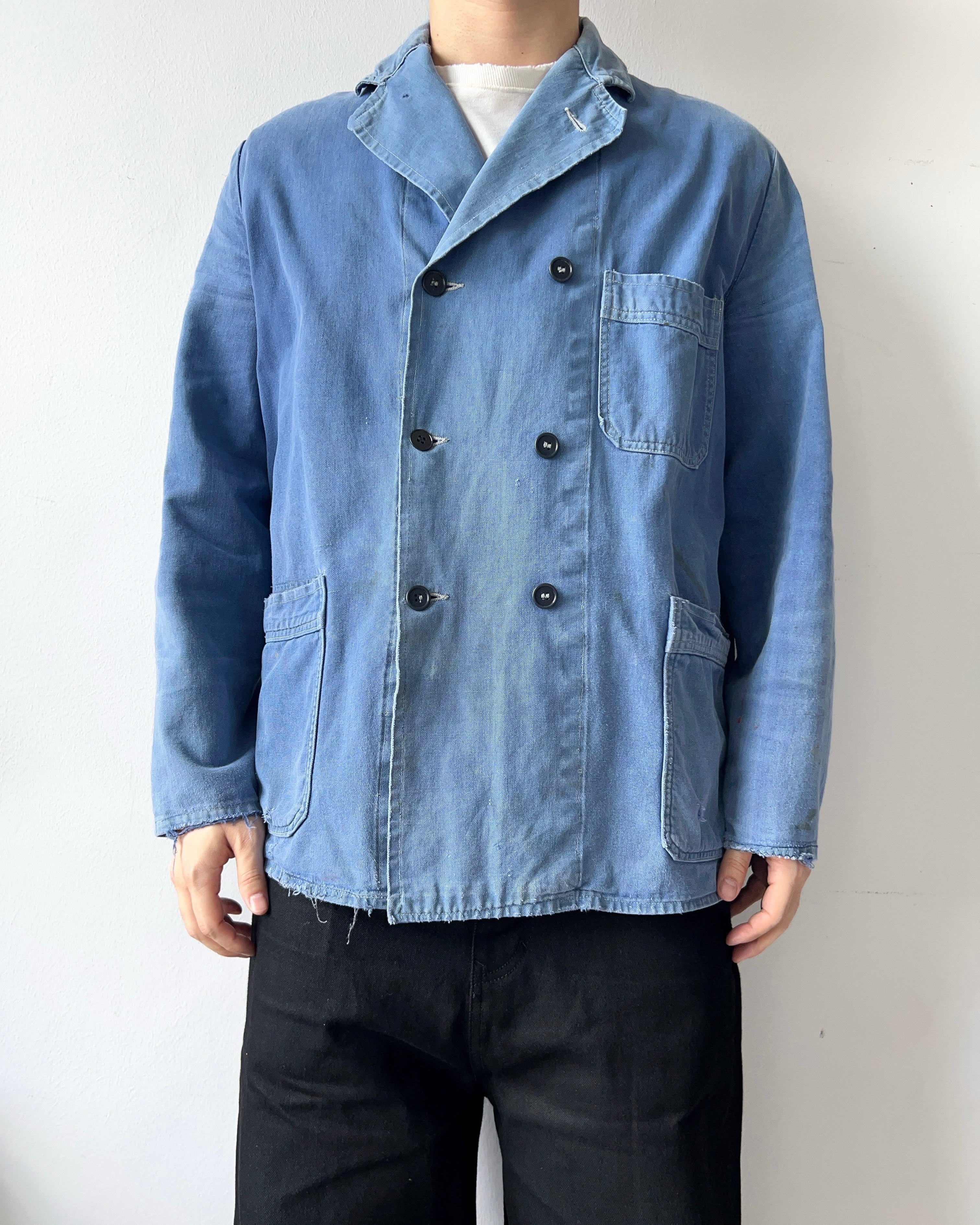 1950S FADED EUROPE DOUBLE BREAST WORK JACKET (L)
