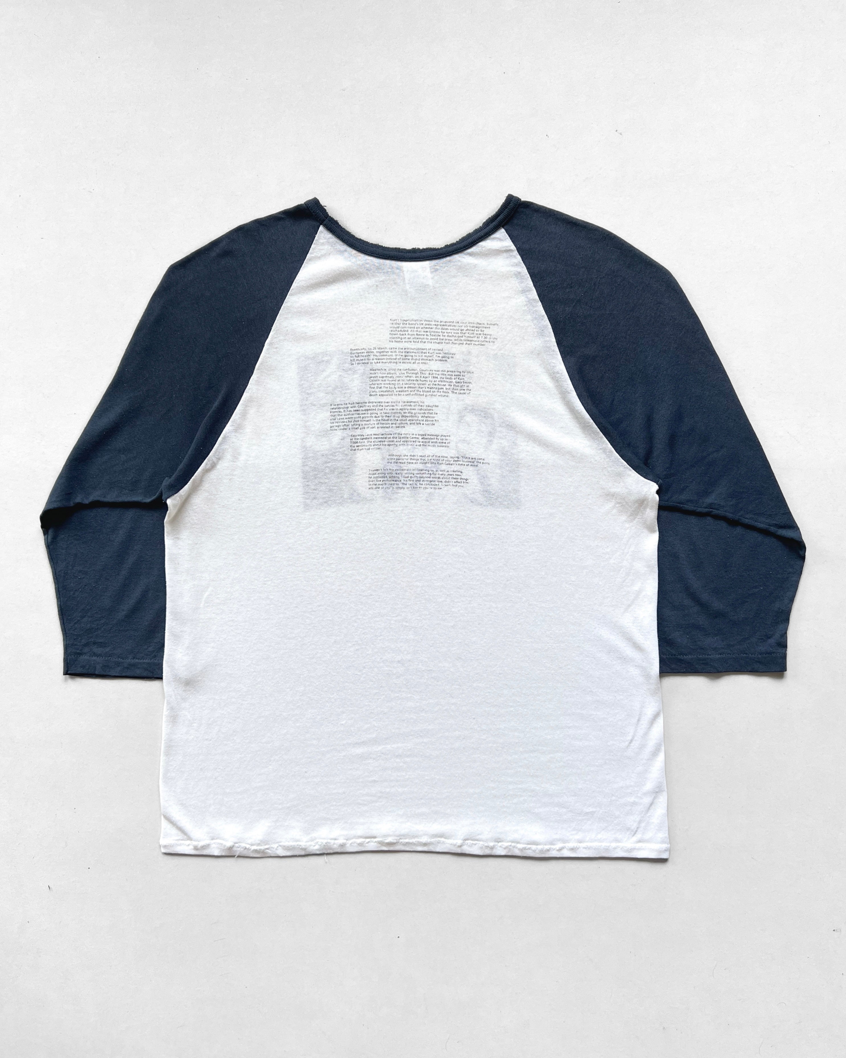 1990S 'NIRVANA KURT KOBAIN'S DEATH' RAGLAN TEE (M)