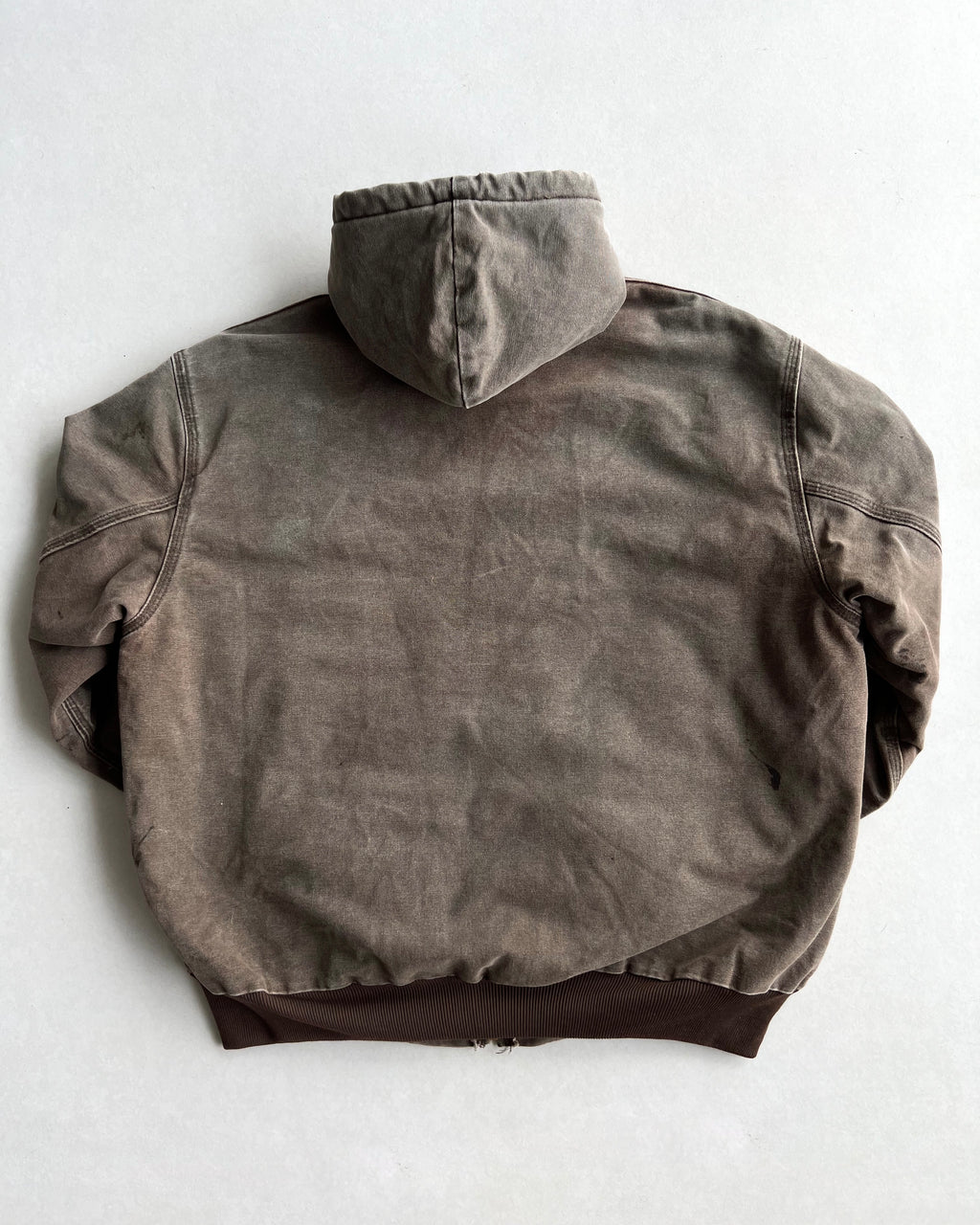 FADED BROWN CARHARTT HOODED WORK JACKET (L/XL)
