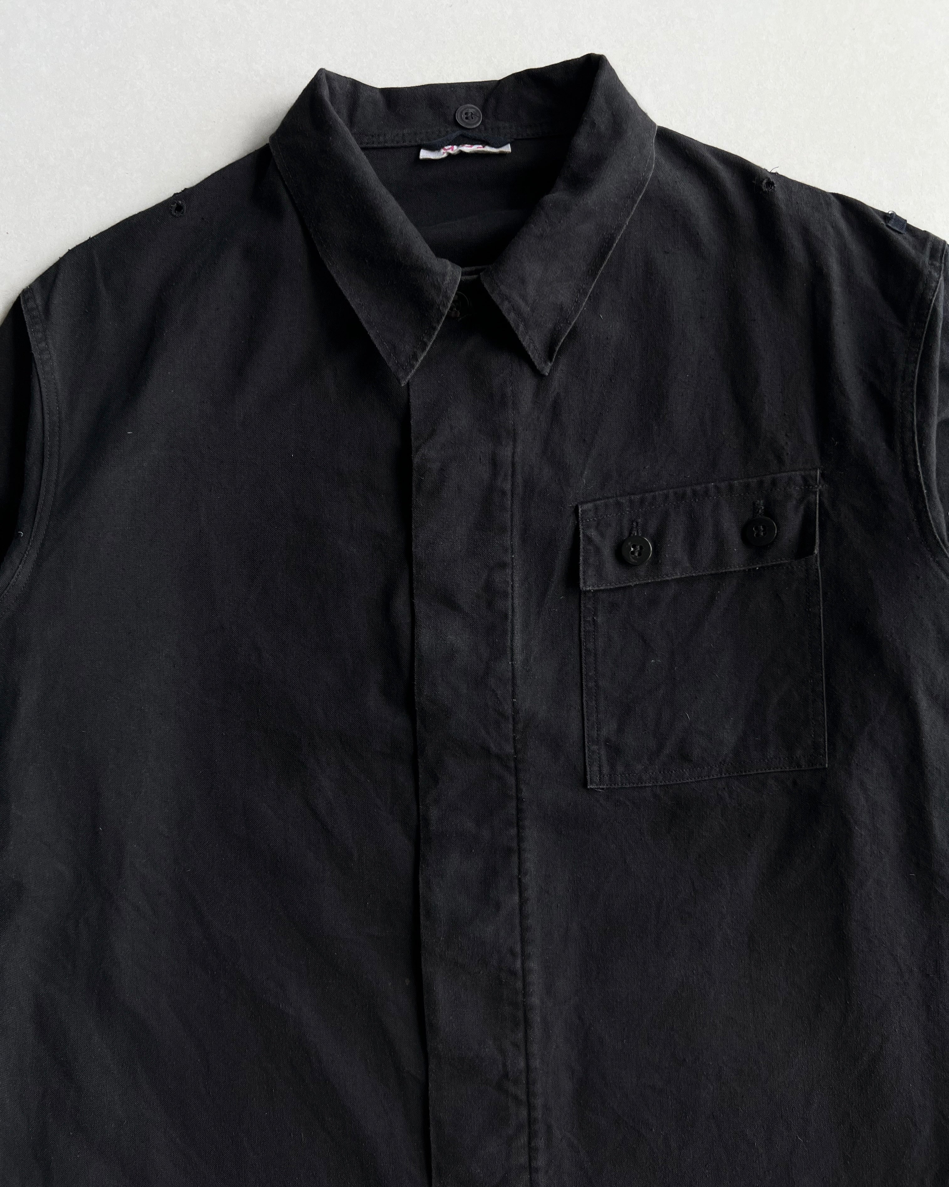1970S BLACK GERMAN ARMY SINGLE POCKET SHIRT (L)