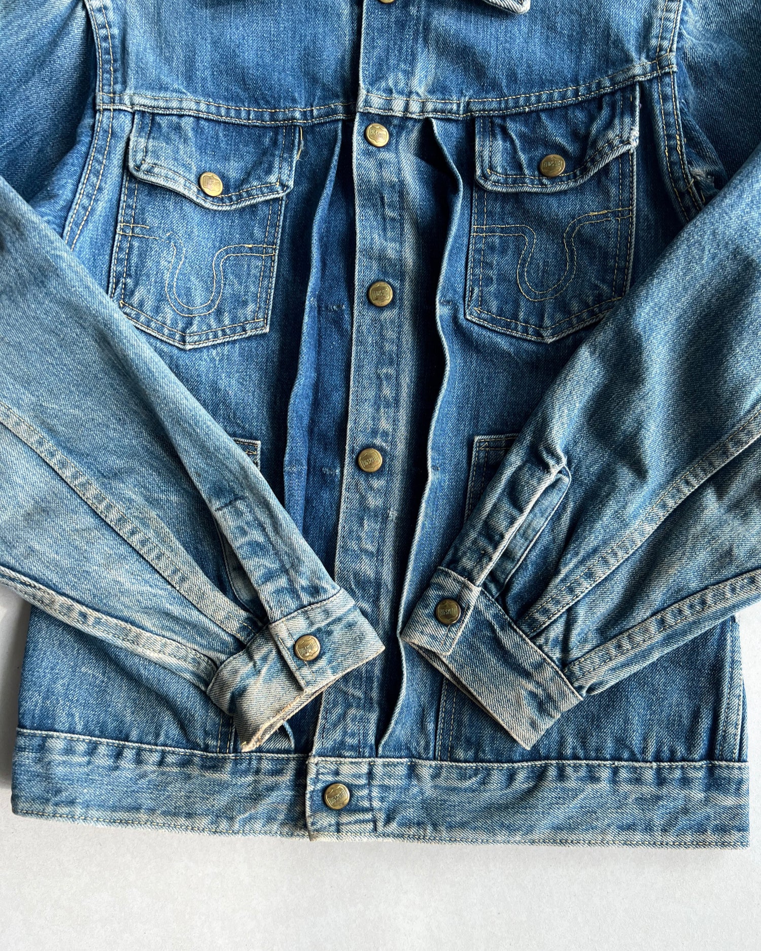 1960S FADED WASHED BIG SMITH DENIM JACKET (S/M)