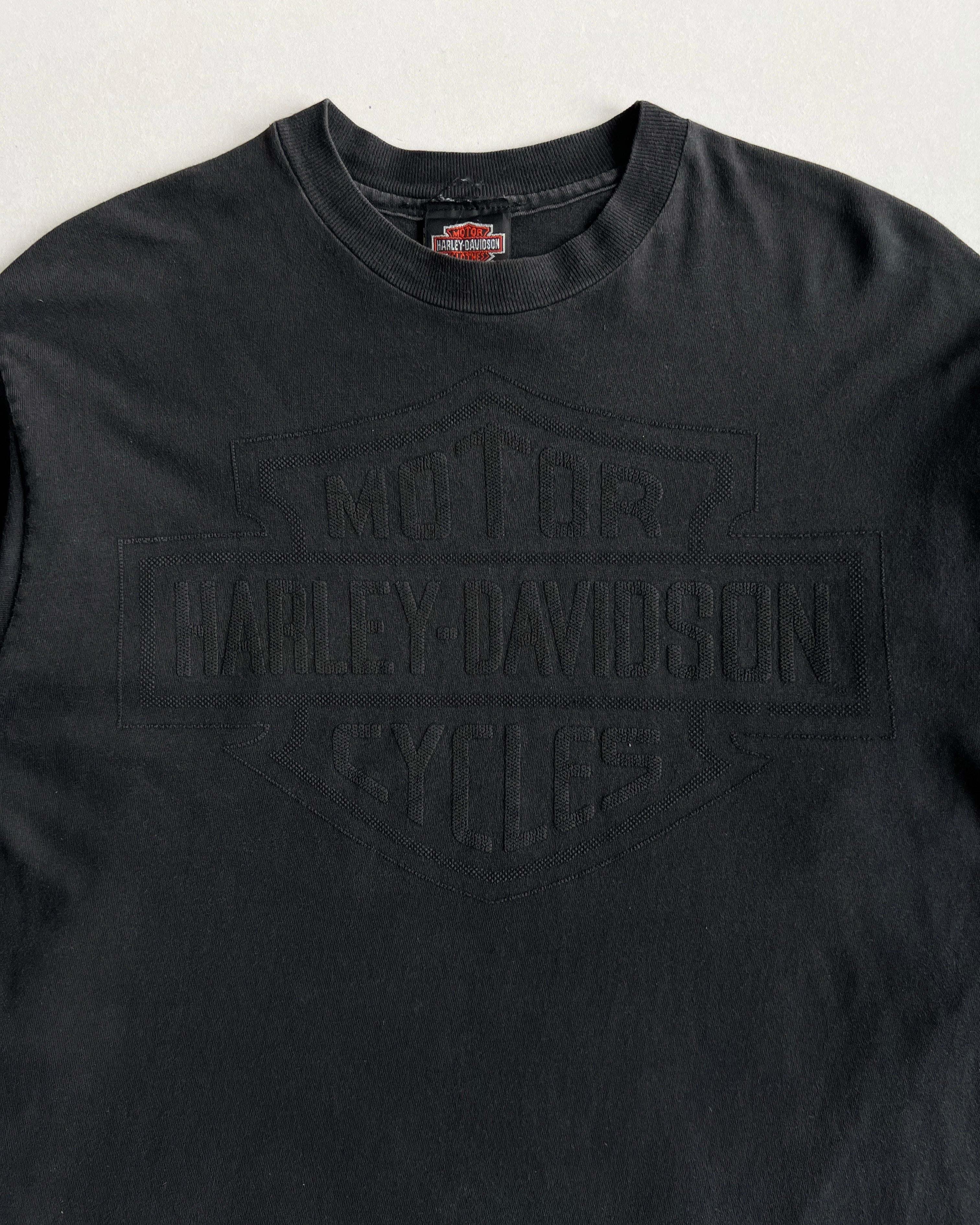 1990S HARLEY BLACKOUT LONGSLEEVES SINGLE STITCH TEE (M)