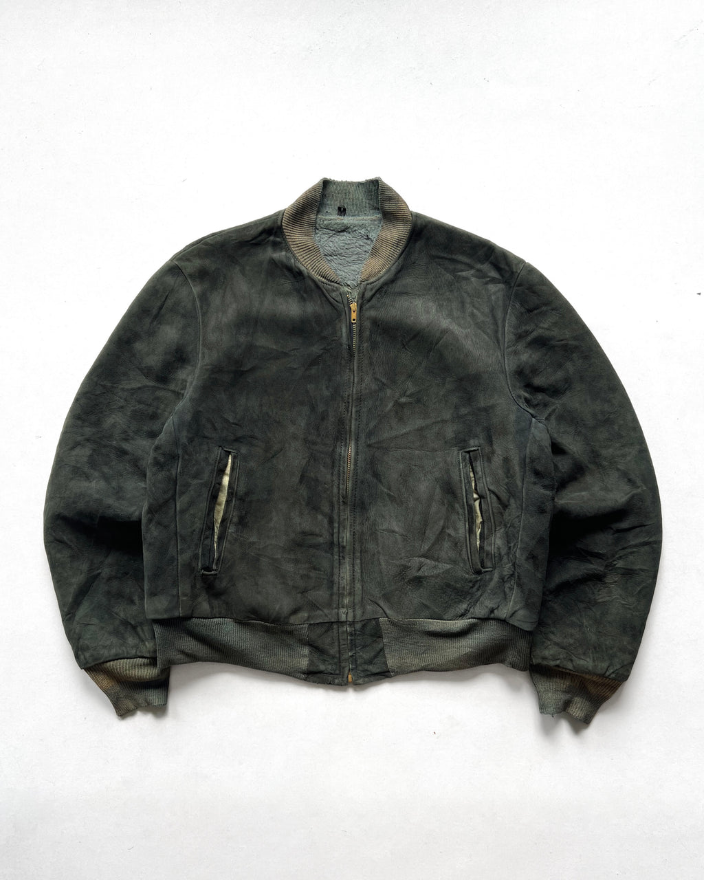 1950S SUEDE LEATHER BOMBER JACKET (L)