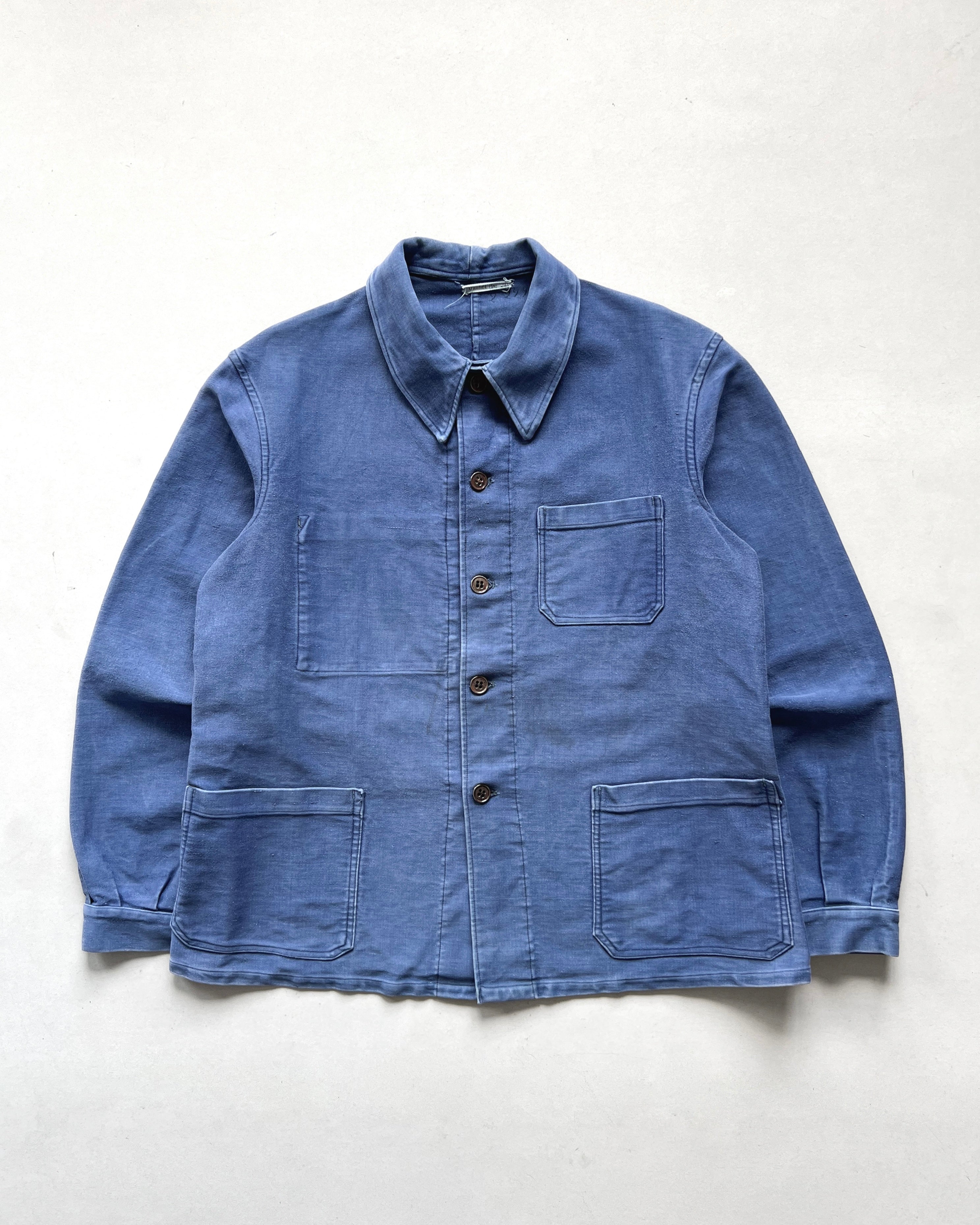 1950S FRENCH INDIGO MOLESKIN WORK JACKET (M)