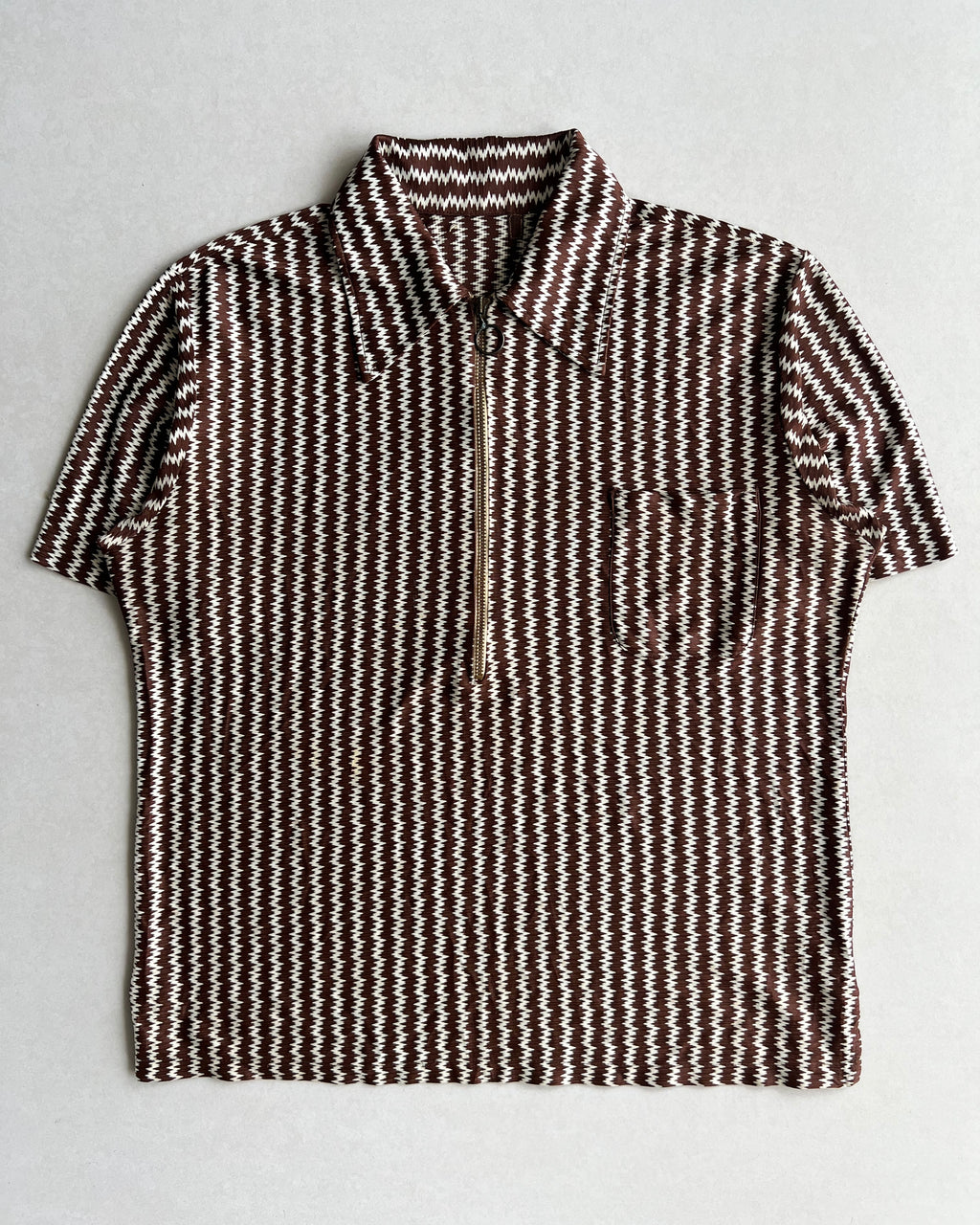 1950S QUARTER-ZIP ROCKABILLY RAYON SHIRT (L)