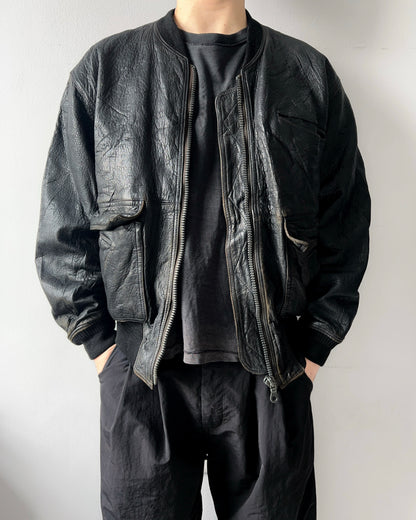 1980S JAPANESE BRAND SHEEPSKIN BOMBER JACKET (M)